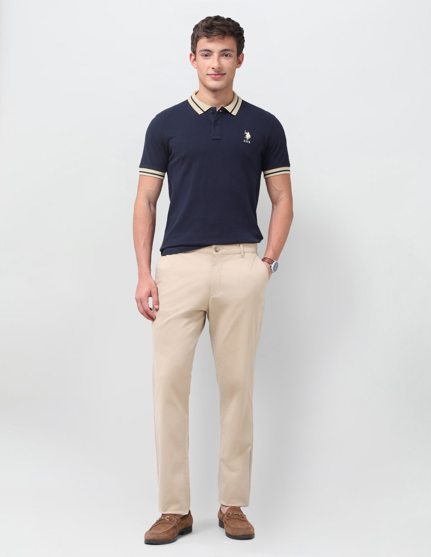 Solid Regular Fit Polo Shirt Navy - U.S. Polo Assn. India | Large