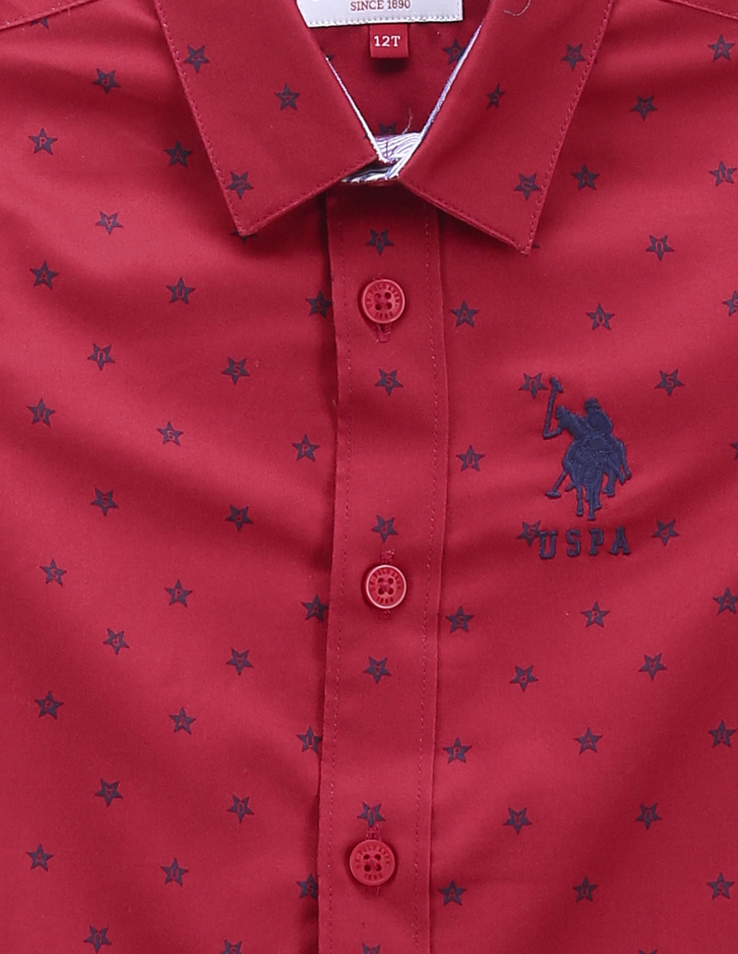 Boys Graphic Print Cotton Shirt Red - U.S. POLO ASSN. | Large