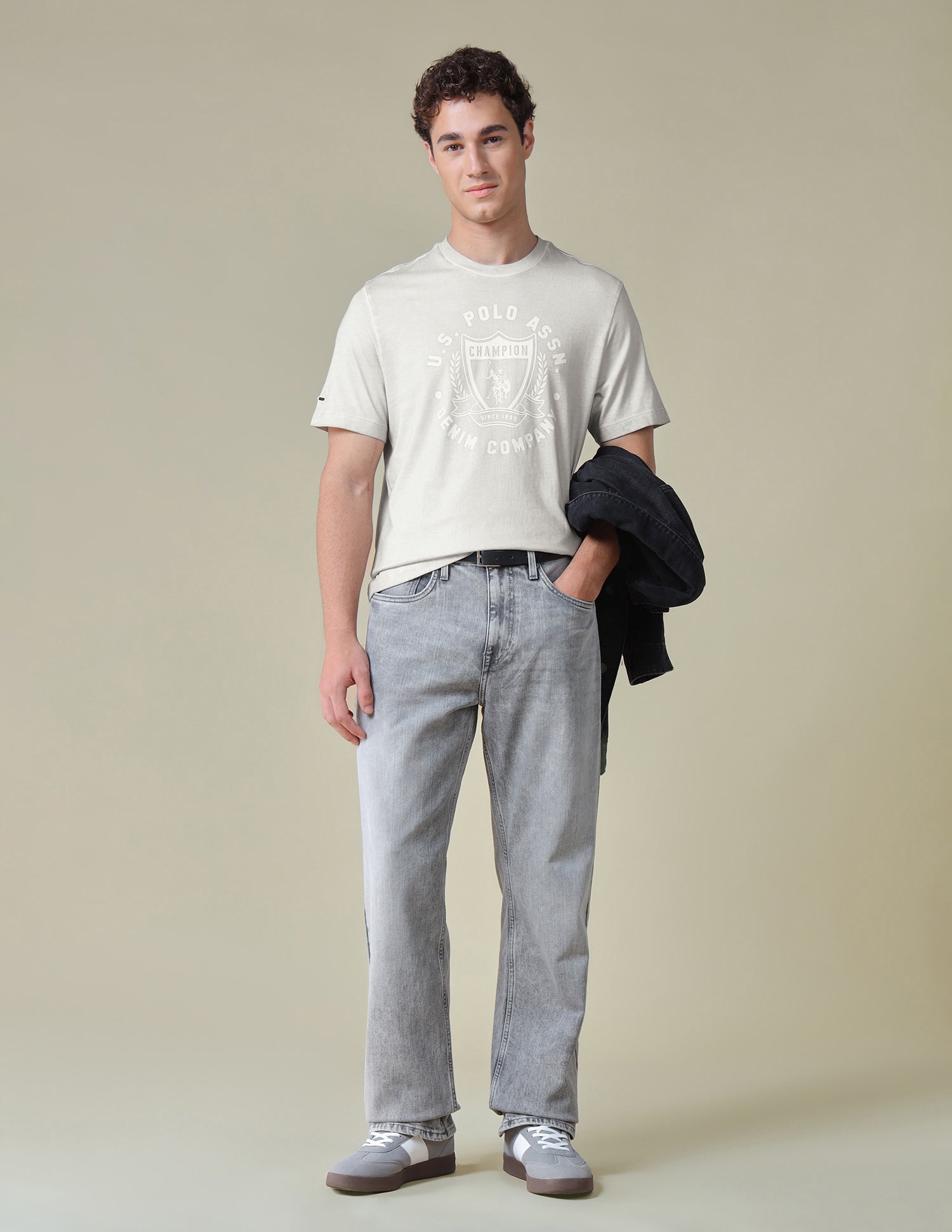 Graphic Brand Printed Relaxed Fit T-Shirt Light Grey - U.S. Polo Assn. India | Large