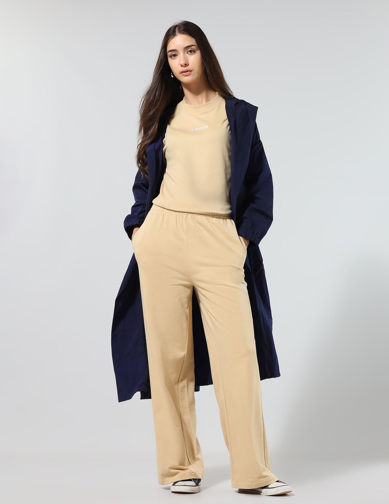 Boxy Fit Solid Lounge T-Shirt Beige - U.S. POLO ASSN. | Large