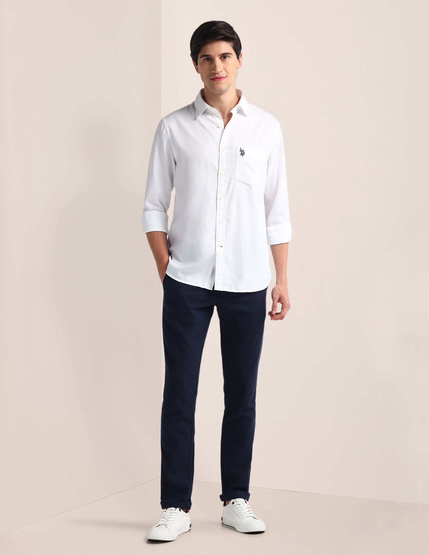 Tailored Fit Pure Cotton Shirt White - U.S. Polo Assn. India | Large