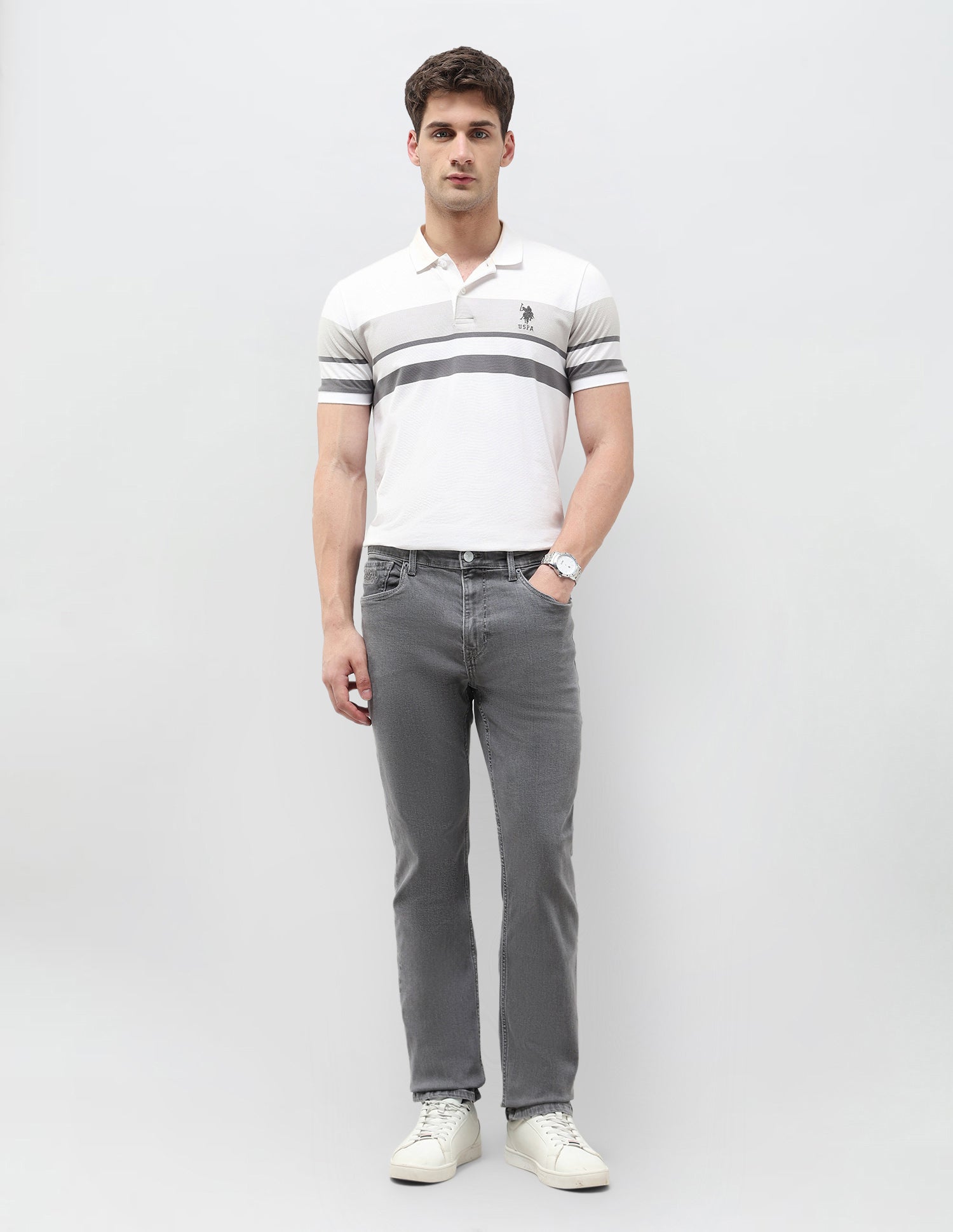 Harold Slim Straight Fit Grey Jeans Grey - U.S. POLO ASSN. | Large