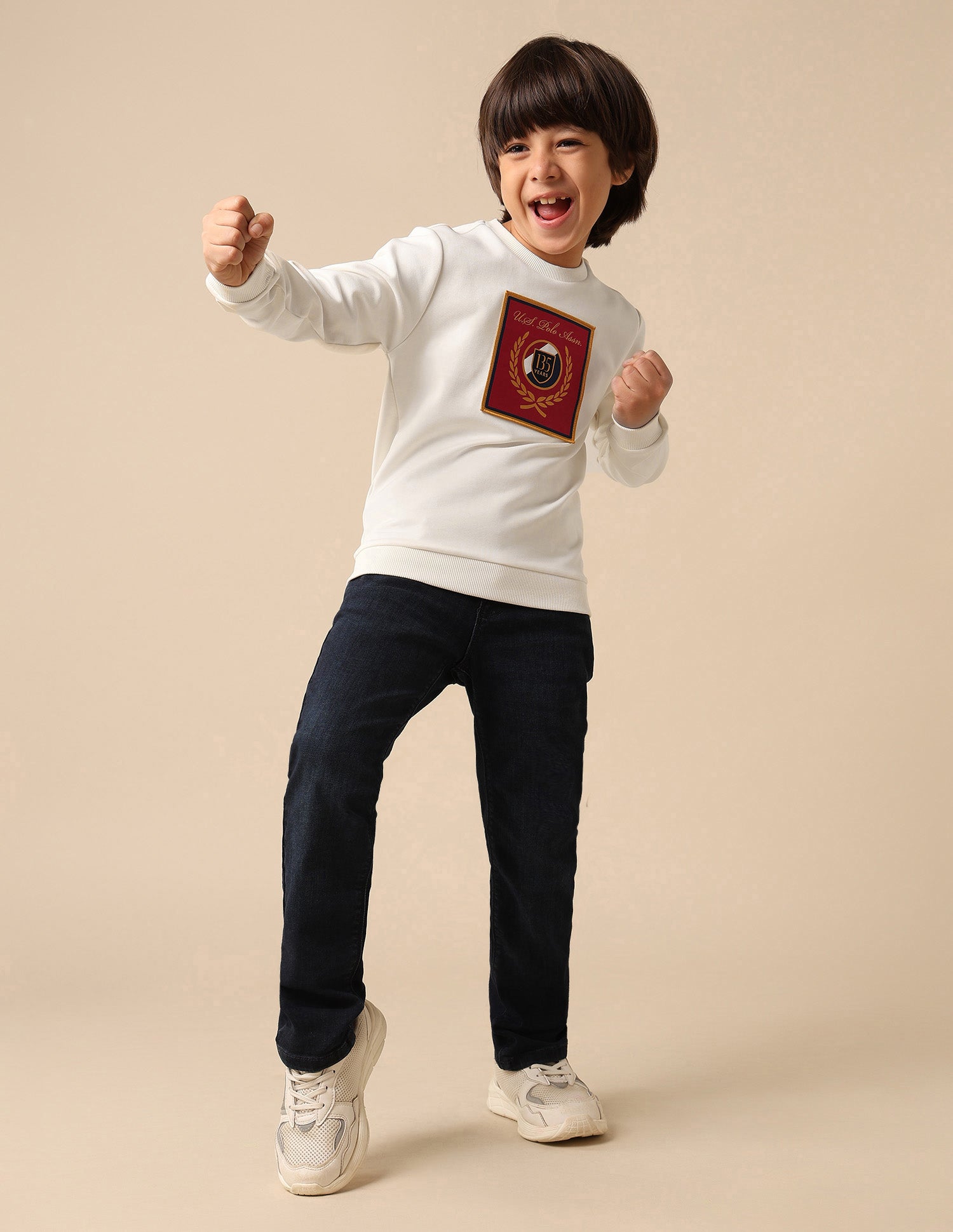 Boys Brand Embroidered Regular Fit Sweatshirt White - U.S. POLO ASSN. | Large