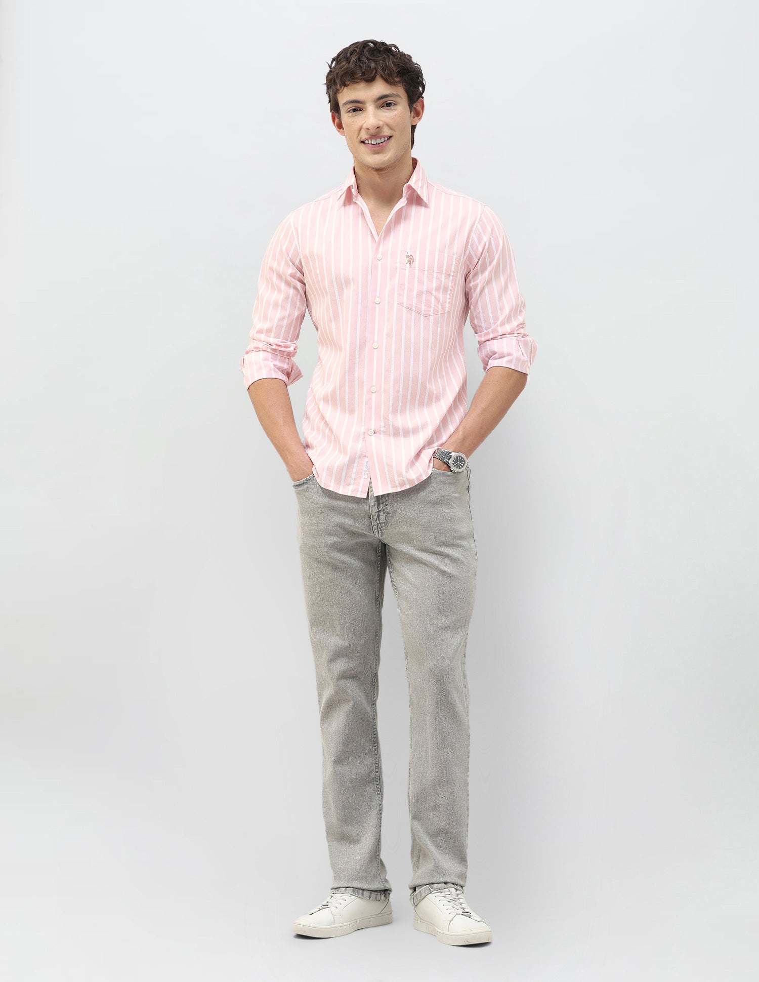 Casa De Campo Vertical Striped Shirt Pink - U.S. Polo Assn. India | Large