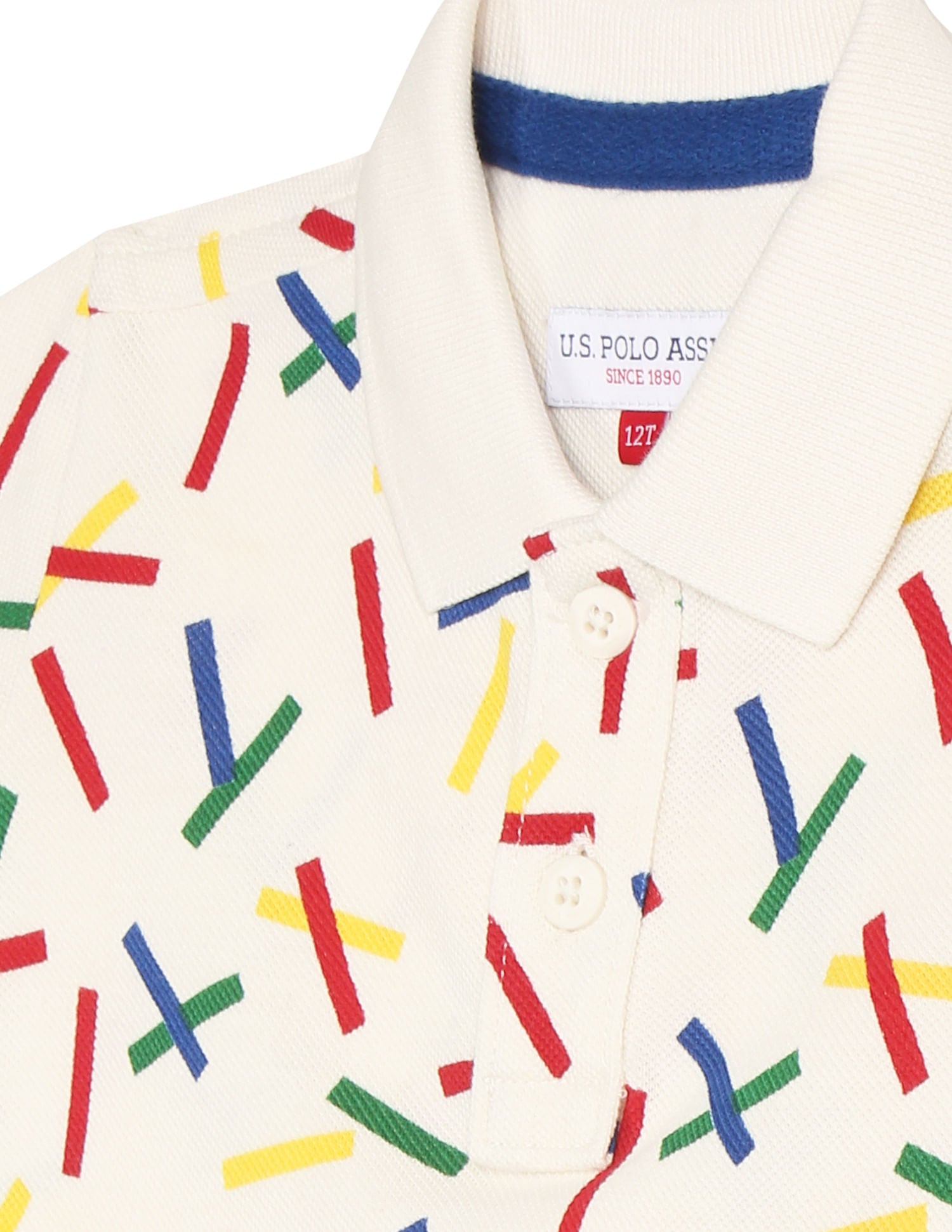 Boys White Pique Printed Polo Shirt White - U.S. POLO ASSN. | Large