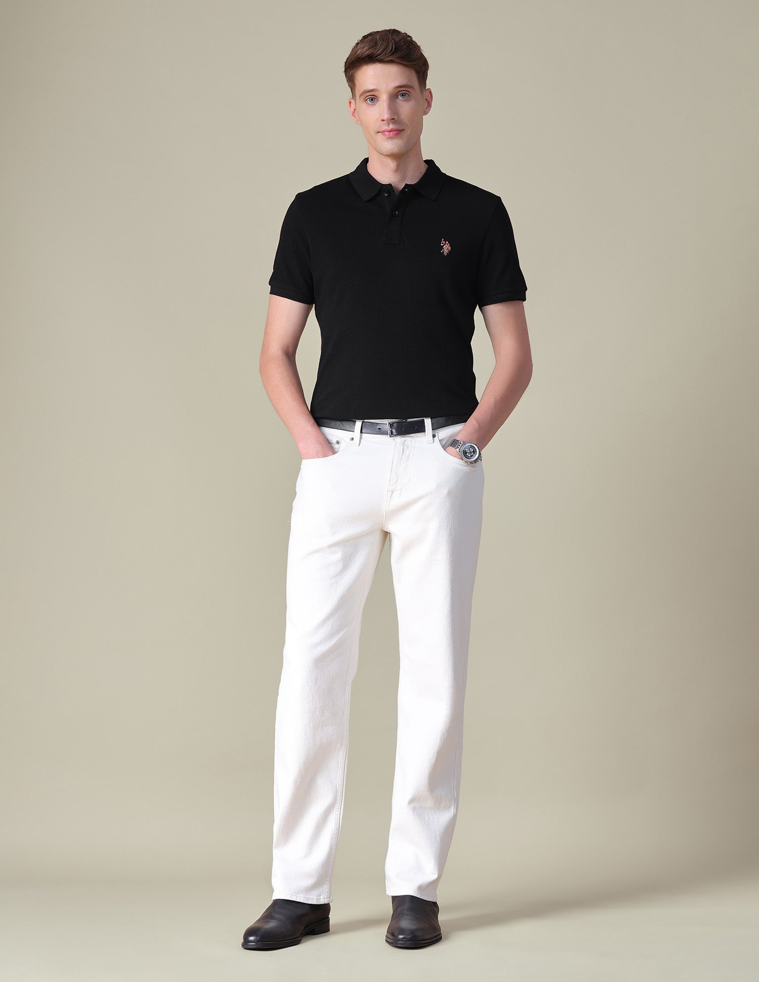 Brand Embroidered Slim Fit Polo Shirt Black - U.S. POLO ASSN. | Large
