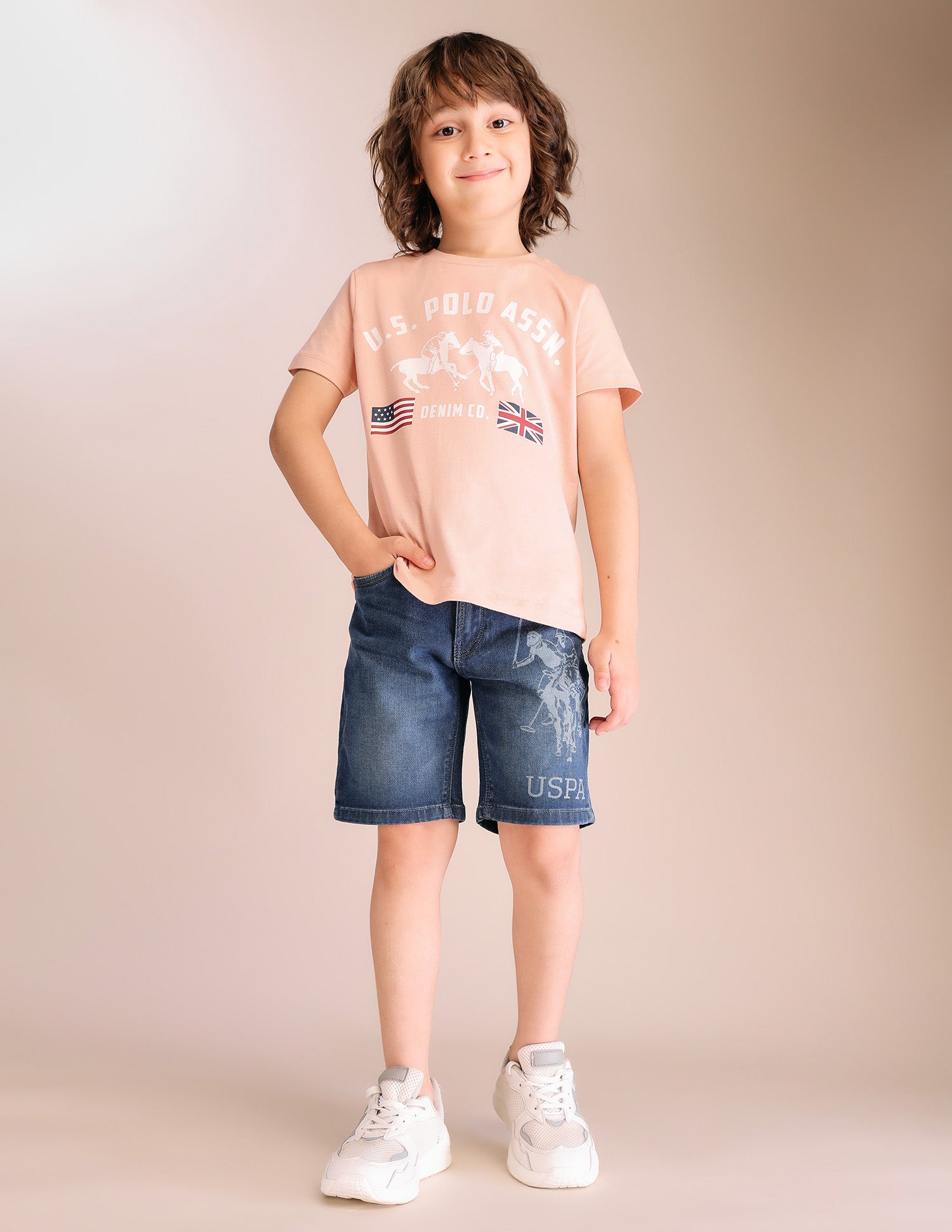 Boys Regular Fit Brand Printed T-Shirt Pink - U.S. POLO ASSN. | Large