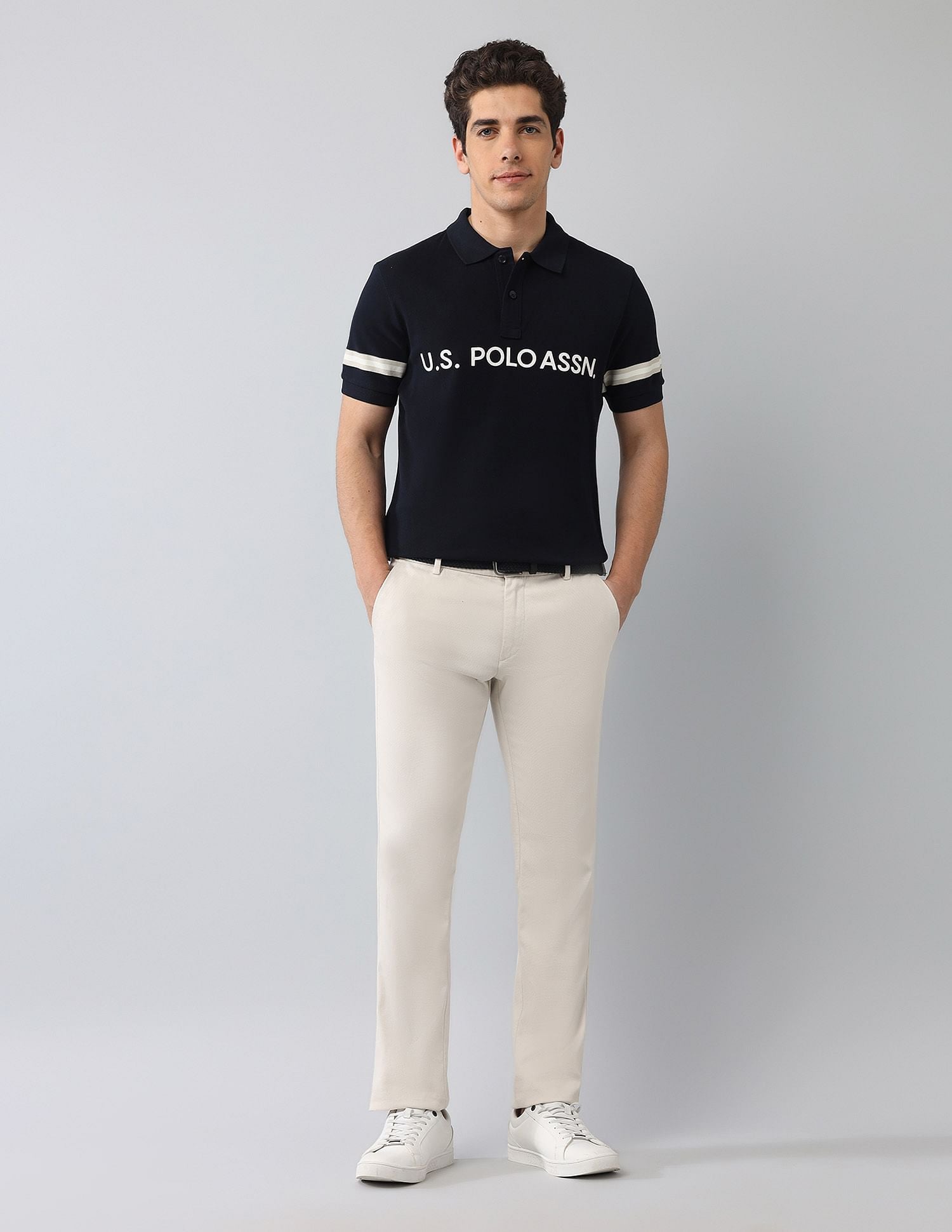 Muscle Fit Brand Printed Polo Shirt Navy - U.S. Polo Assn. India | Large