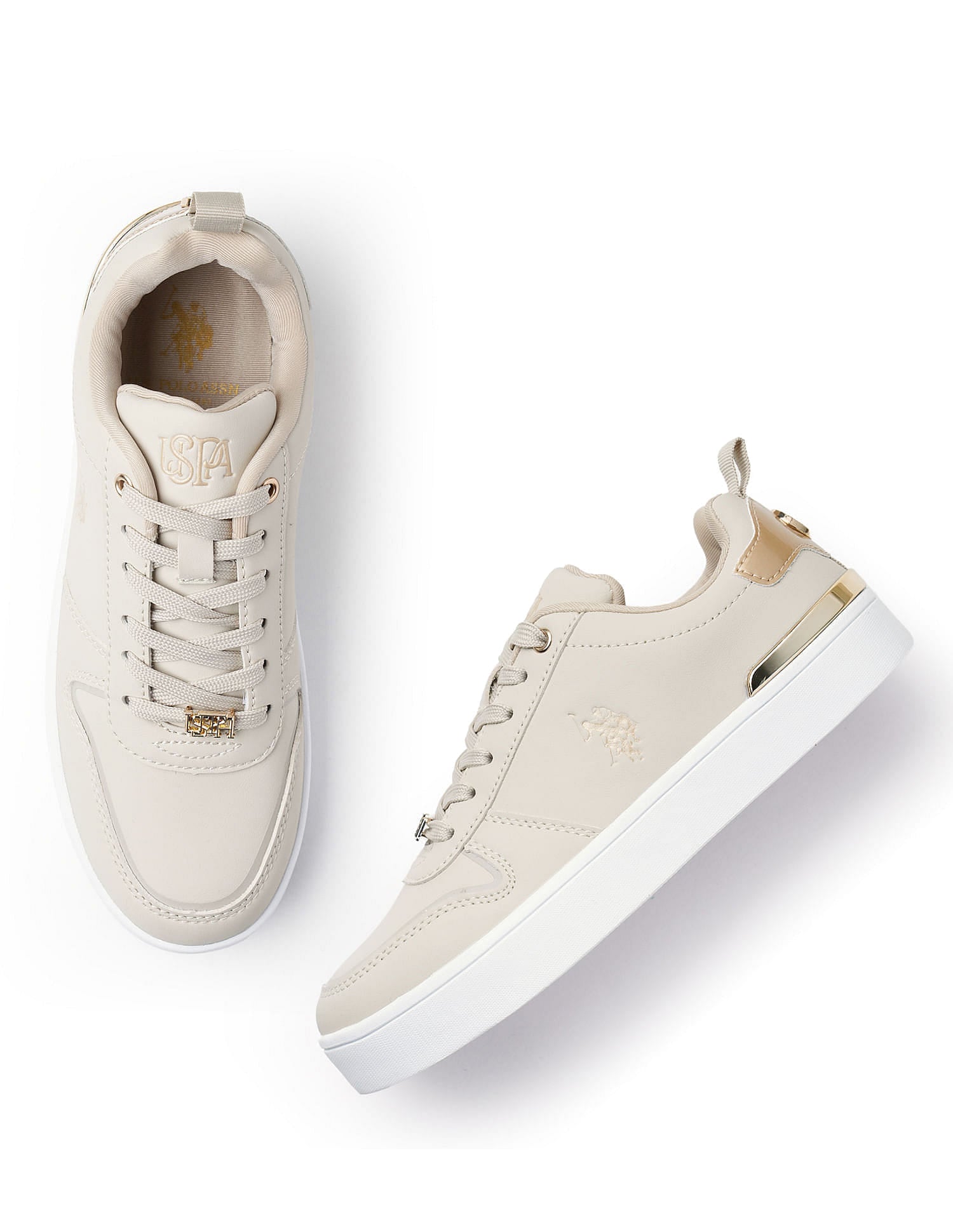 Round Toe Logo Aya 2.0 Sneakers Beige - U.S. Polo Assn. India | Large