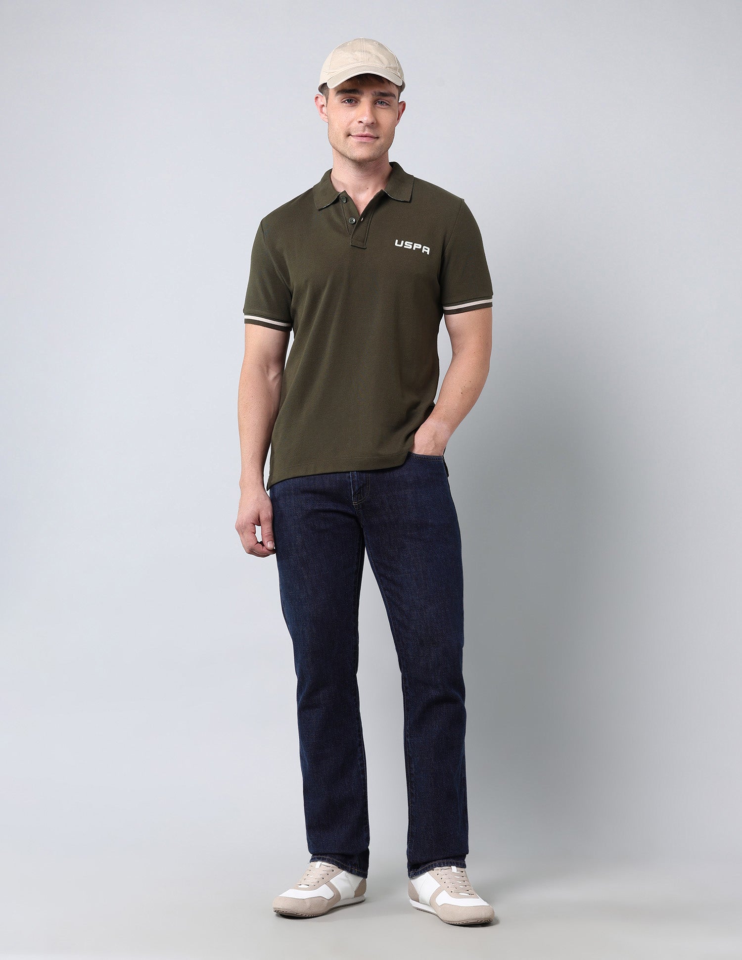 Solid Muscle Fit Americana Polo Shirt Olive - U.S. Polo Assn. India | Large