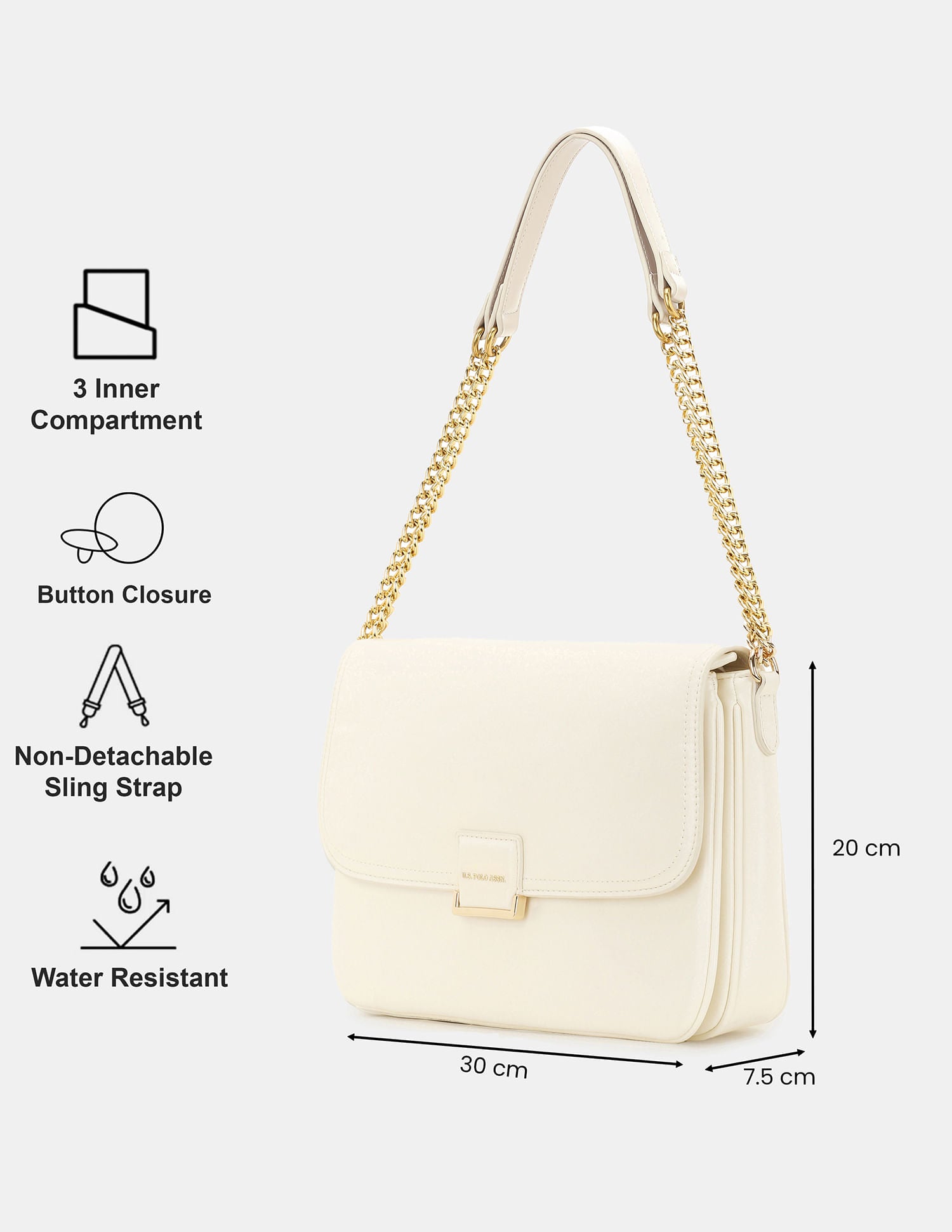 Women Blossom Sling Bag Off White - U.S. POLO ASSN. | Large