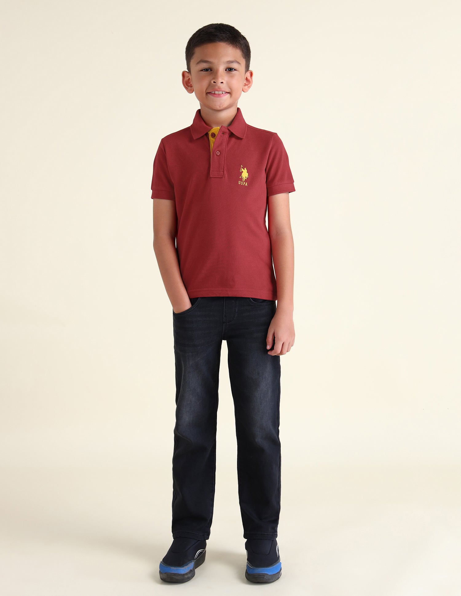 Boys Solid Regular Fit Polo Shirts Maroon - U.S. POLO ASSN. | Large