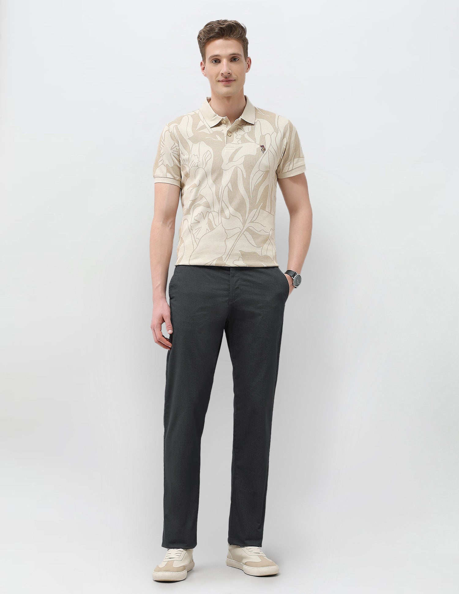 Mid Rise Riley Straight Fit Trousers Charcoal - U.S. Polo Assn. India | Large