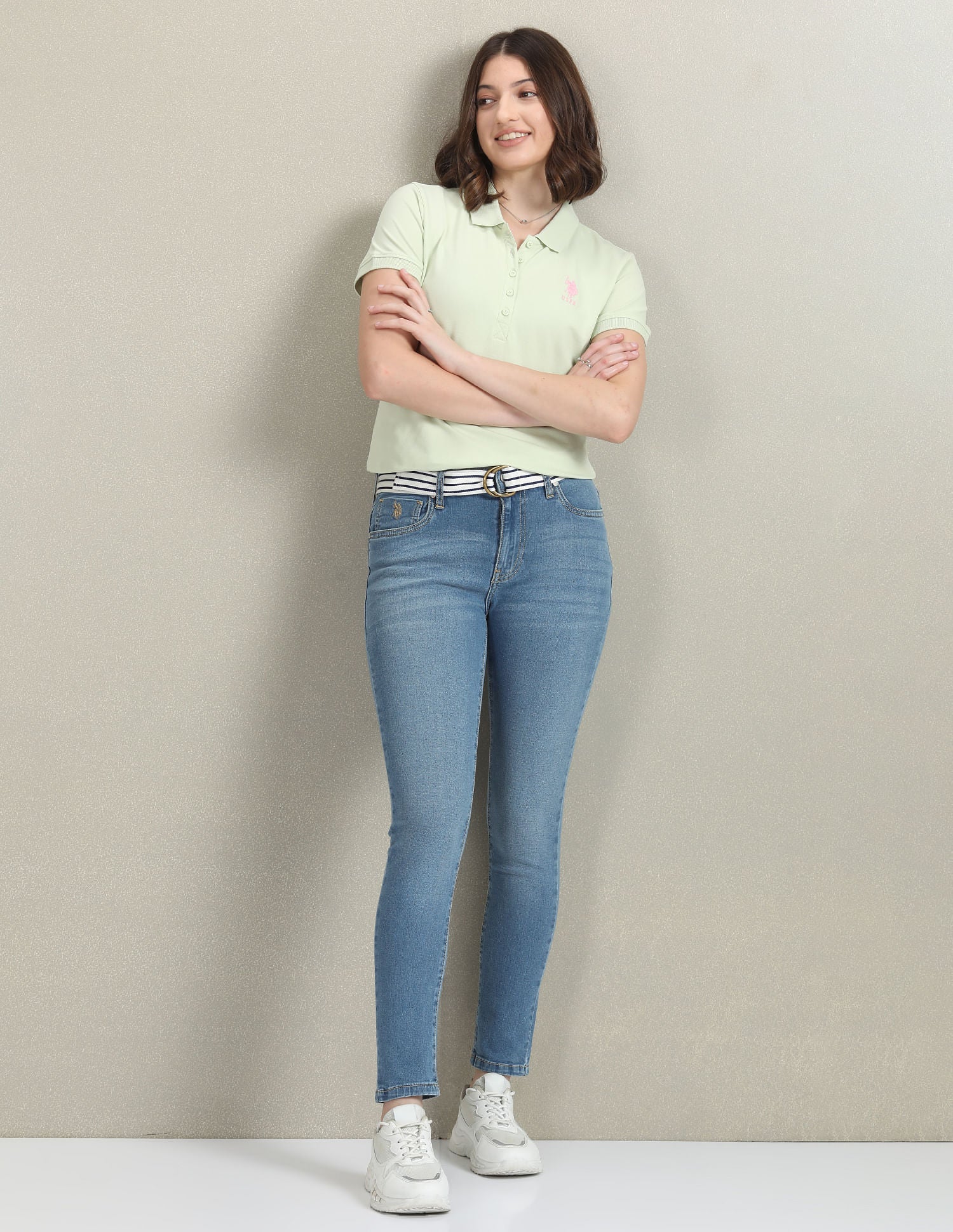 Mid Rise Stone Wash Jeans Blue - U.S. POLO ASSN. | Large