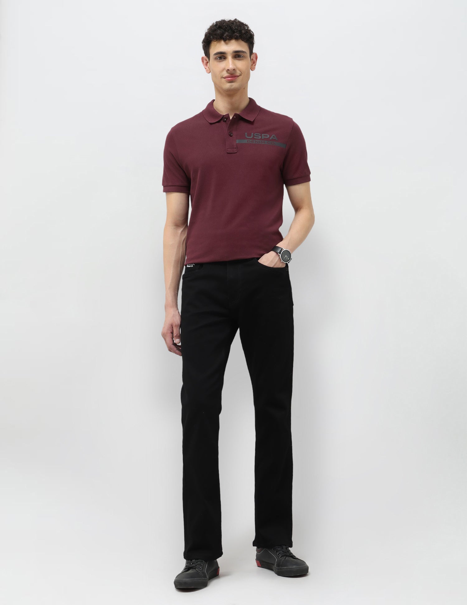 Pure Cotton Muscle Fit Polo Shirt Maroon - U.S. Polo Assn. India | Large