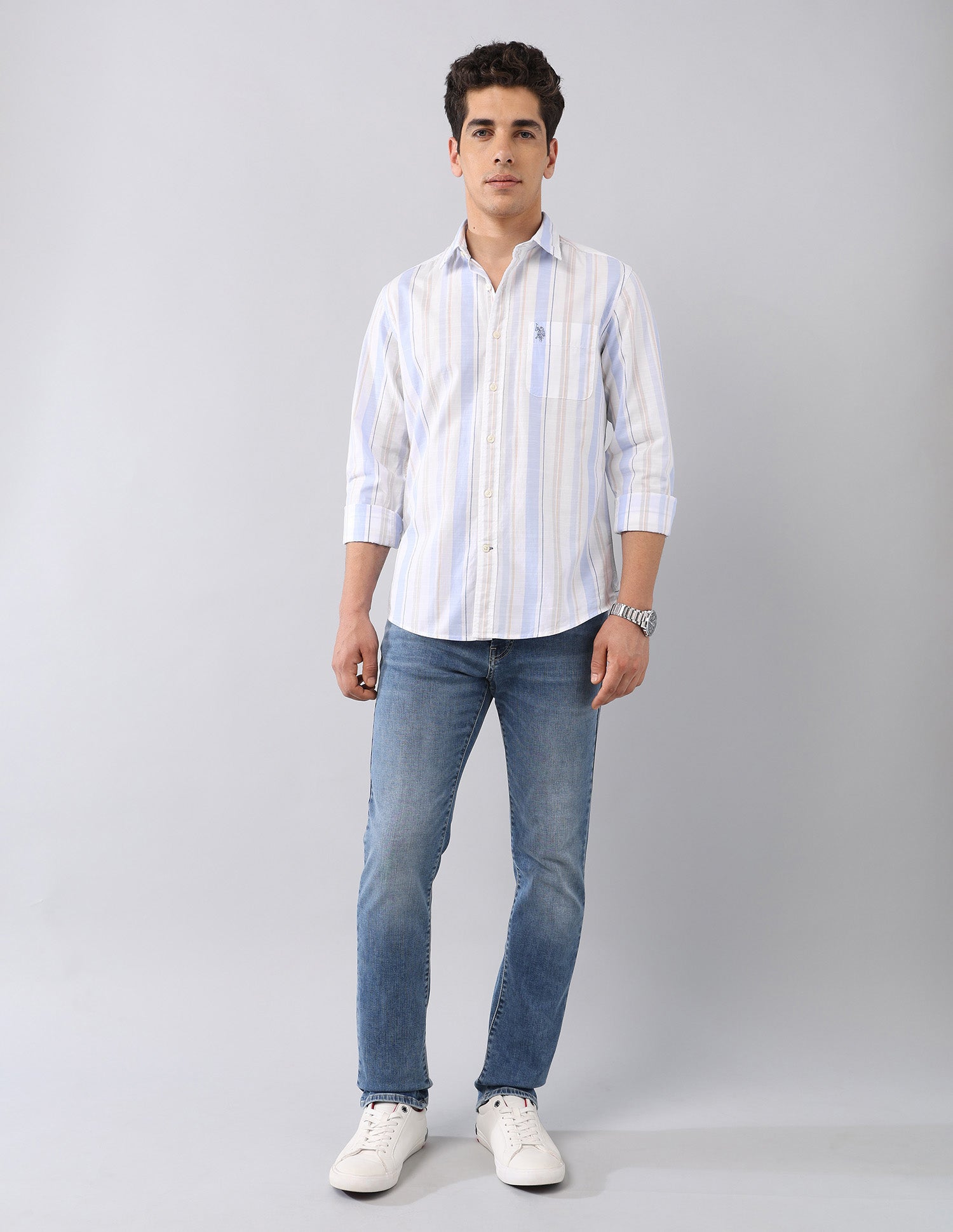 Pure Cotton Regular Fit Shirt Light Blue - U.S. Polo Assn. India | Large
