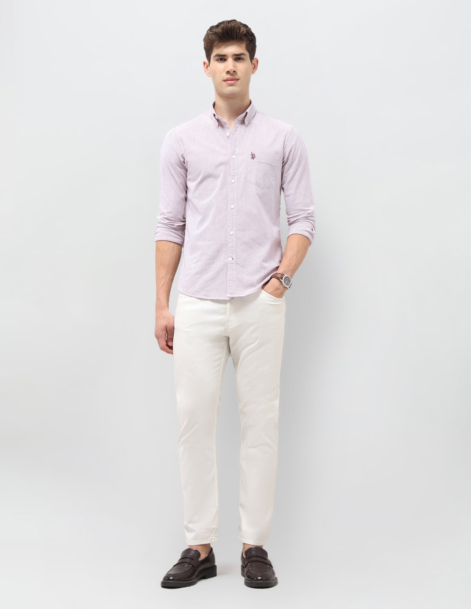 Vertical Striped Oxford Shirt Pink - U.S. Polo Assn. India | Large