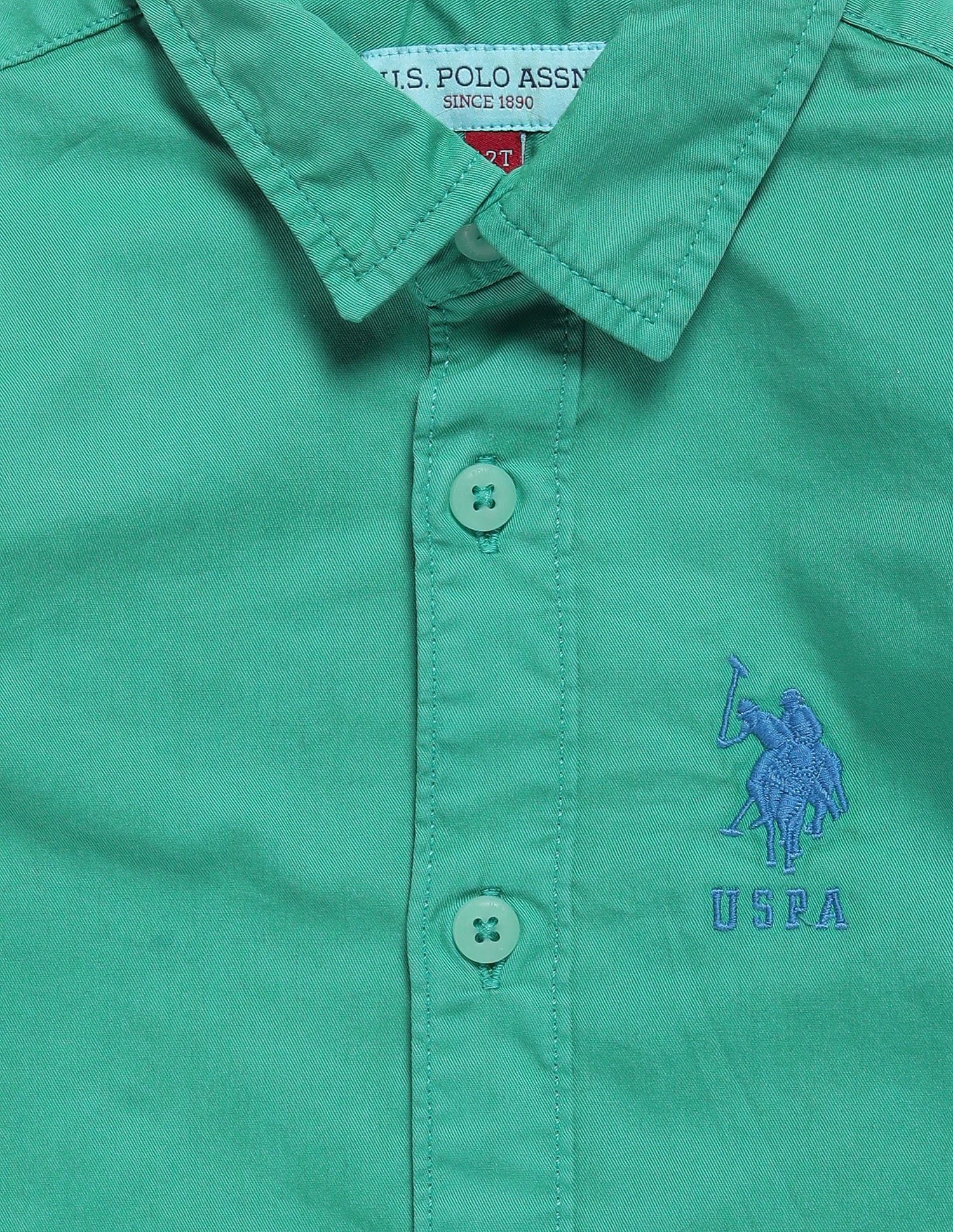 Boys Cotton Twill Shirt Green - U.S. Polo Assn. India | Large