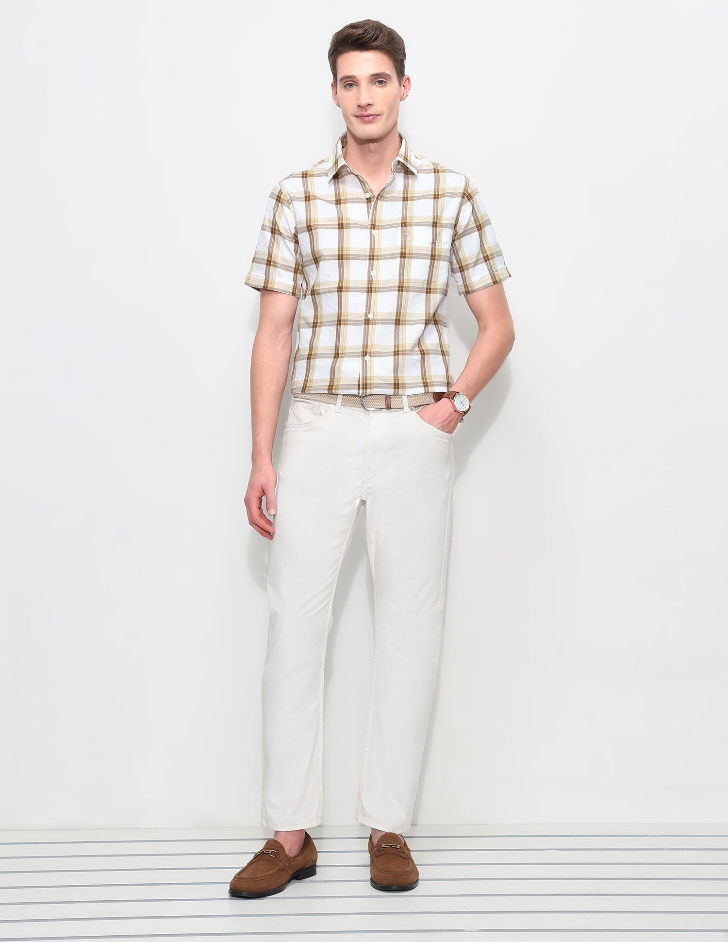 White Harbour Tartan Checked Shirt Mustard - U.S. Polo Assn. India | Large