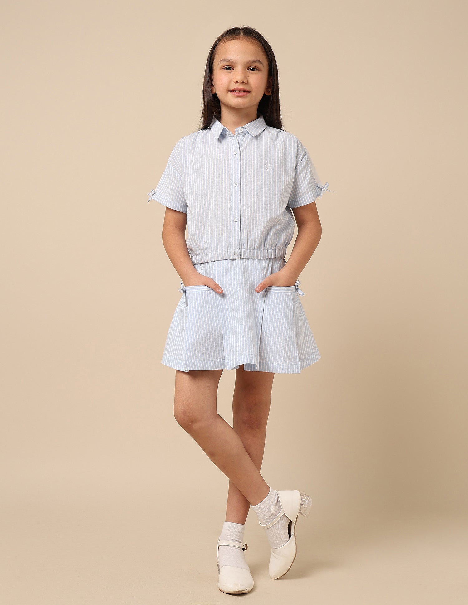 Girls Striped Skater Skirt Light Blue - U.S. POLO ASSN. | Large