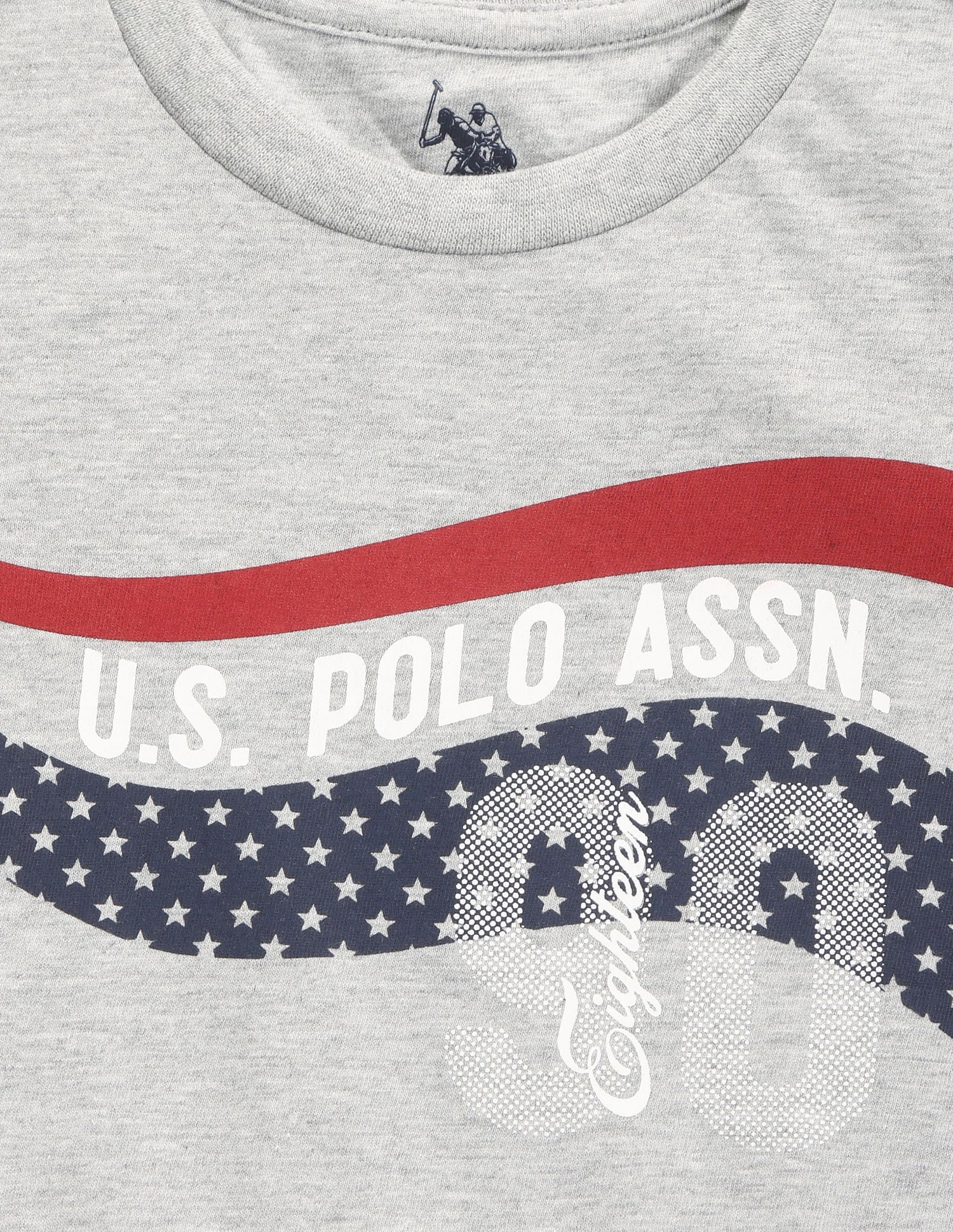 Boys Flag Brand Print Cotton T-Shirt Light Grey - U.S. POLO ASSN. | Large