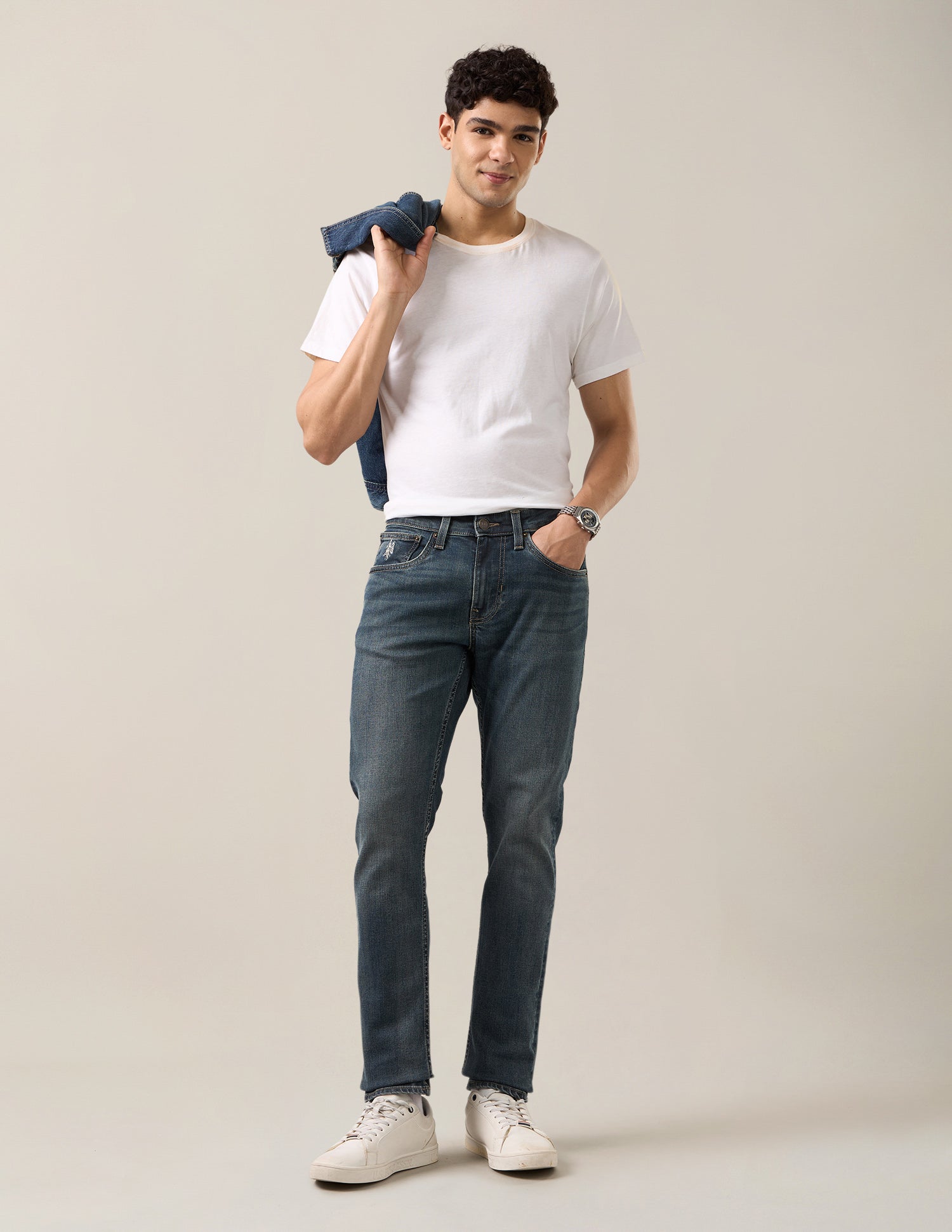 Brandon Slim-Tapered Fit Blue Jeans Mid Blue - U.S. Polo Assn. India | Large