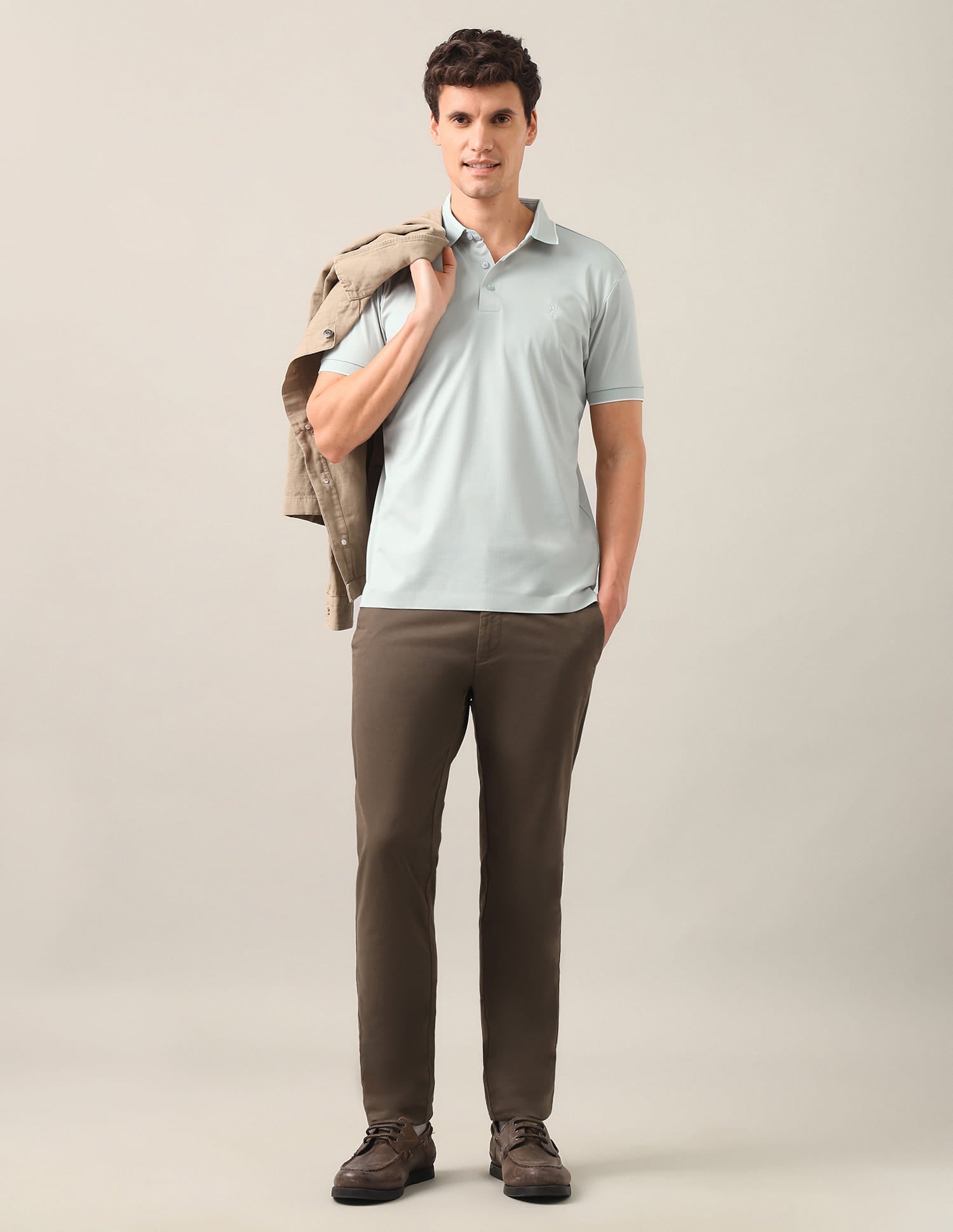 Solid Slim Fit Polo Shirt Green - U.S. Polo Assn. India | Large