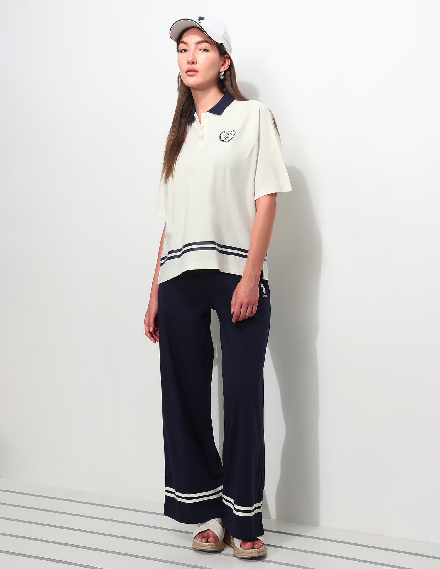 Oversized Solid Polo Shirt White - U.S. Polo Assn. India | Large