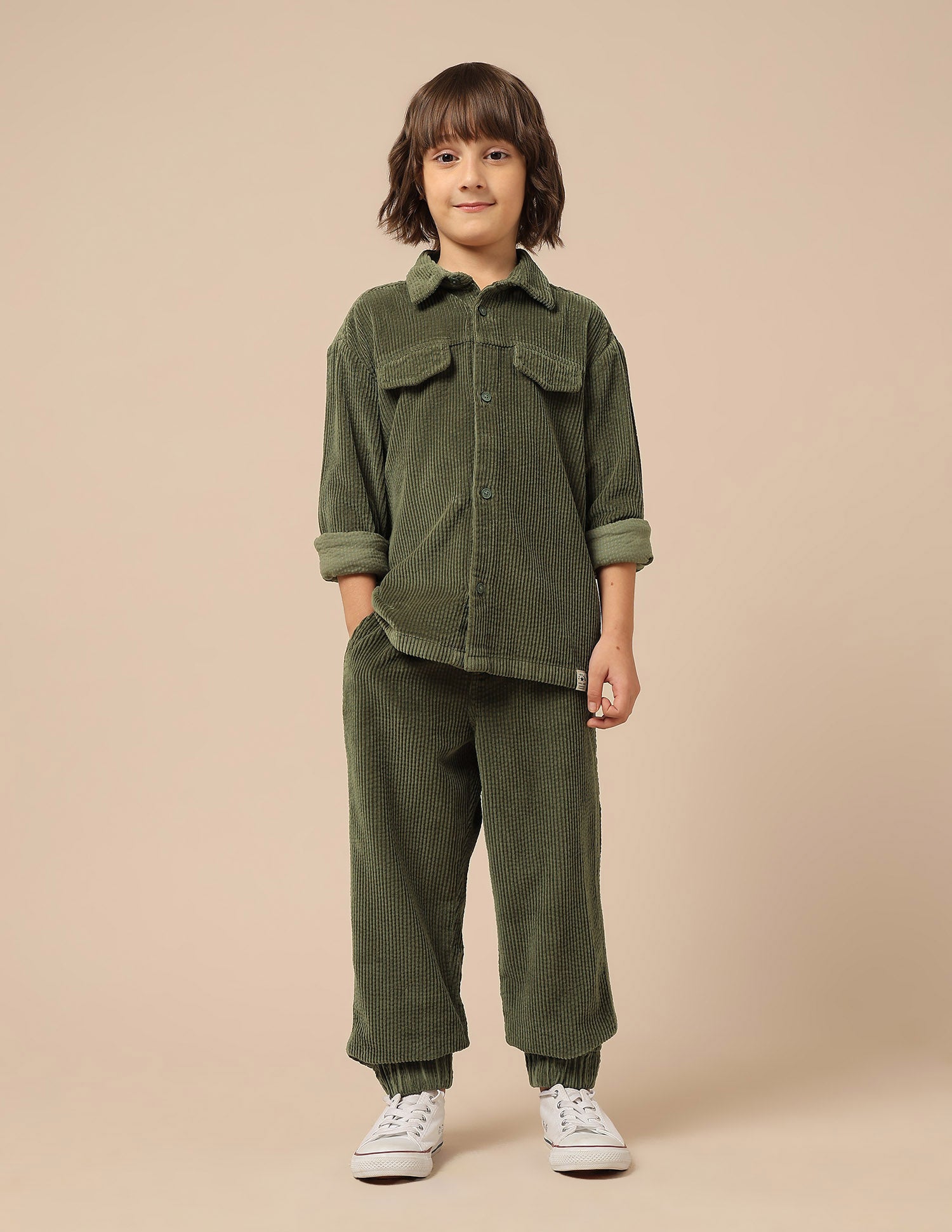 Boys Corduroy Regular Fit Shacket Olive - U.S. POLO ASSN. | Large