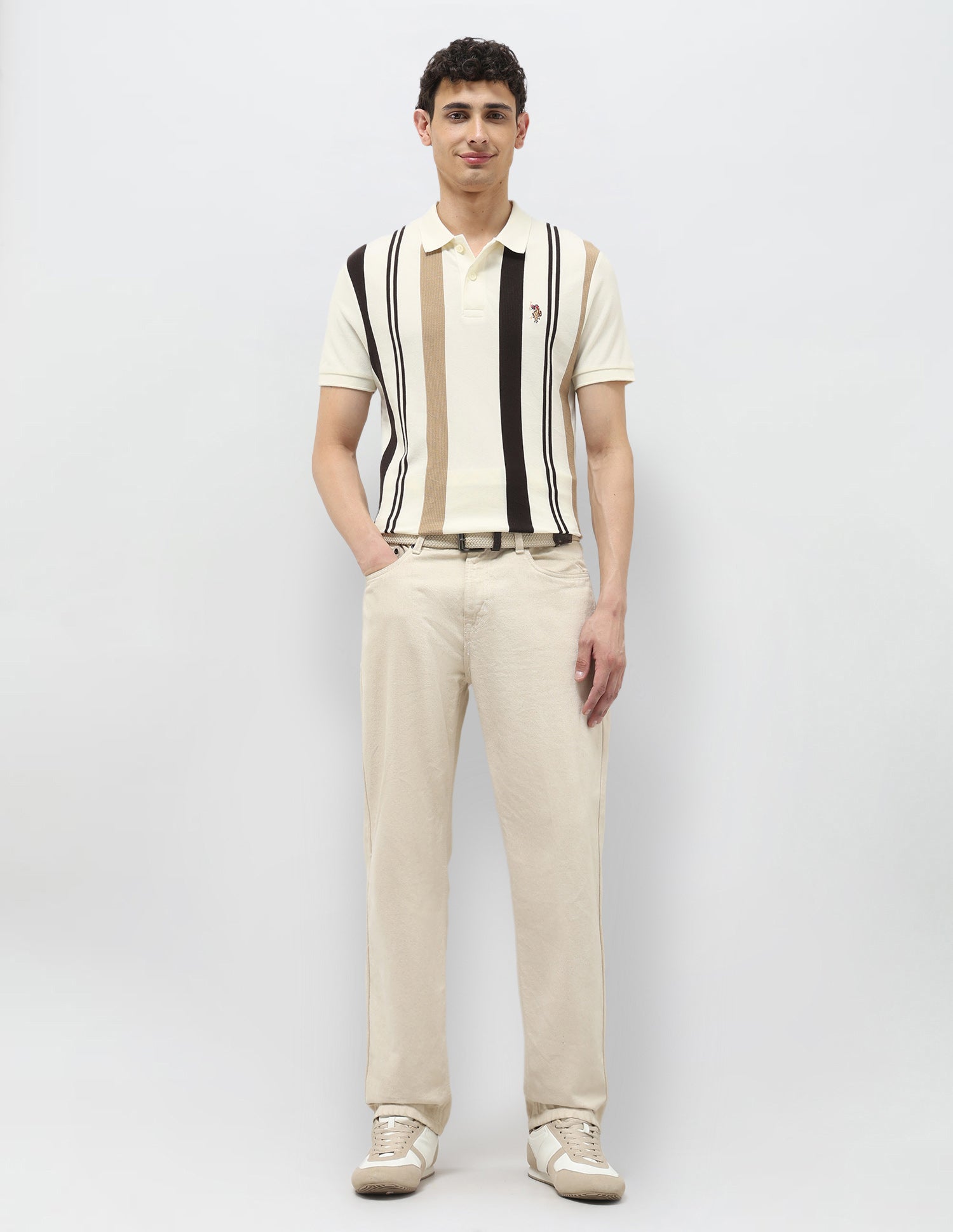 Vertical Striped Regular Fit Polo Shirt Dark Brown - U.S. POLO ASSN. | Large