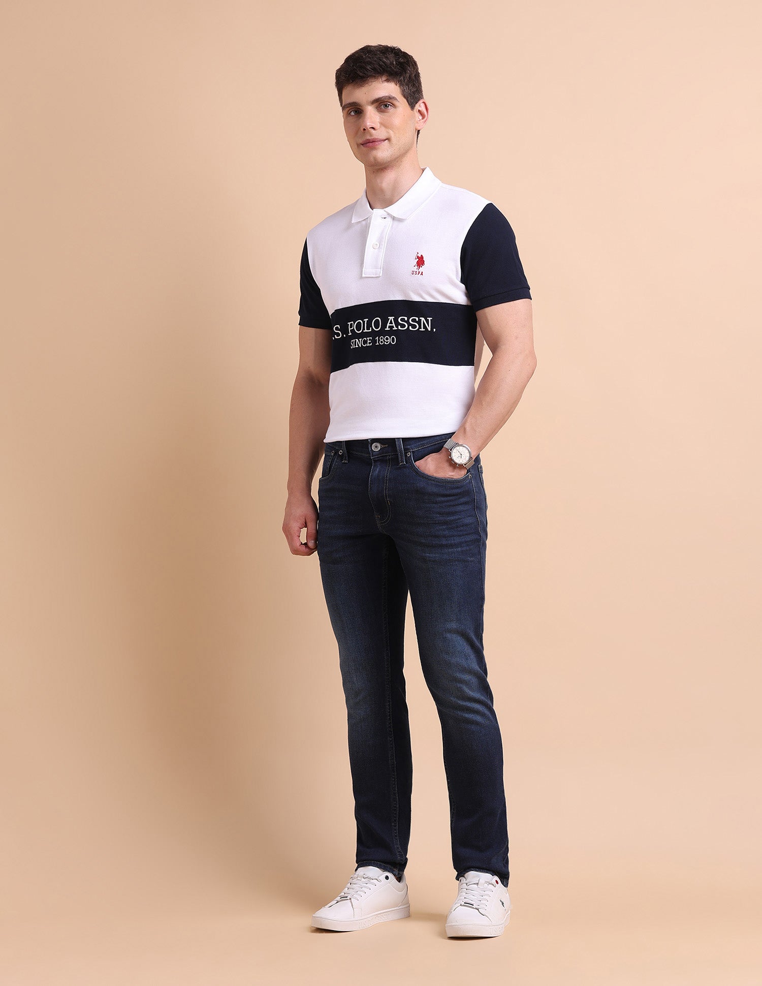 Brandon Slim Tapered Fit Blue Jeans Blue - U.S. POLO ASSN. | Large