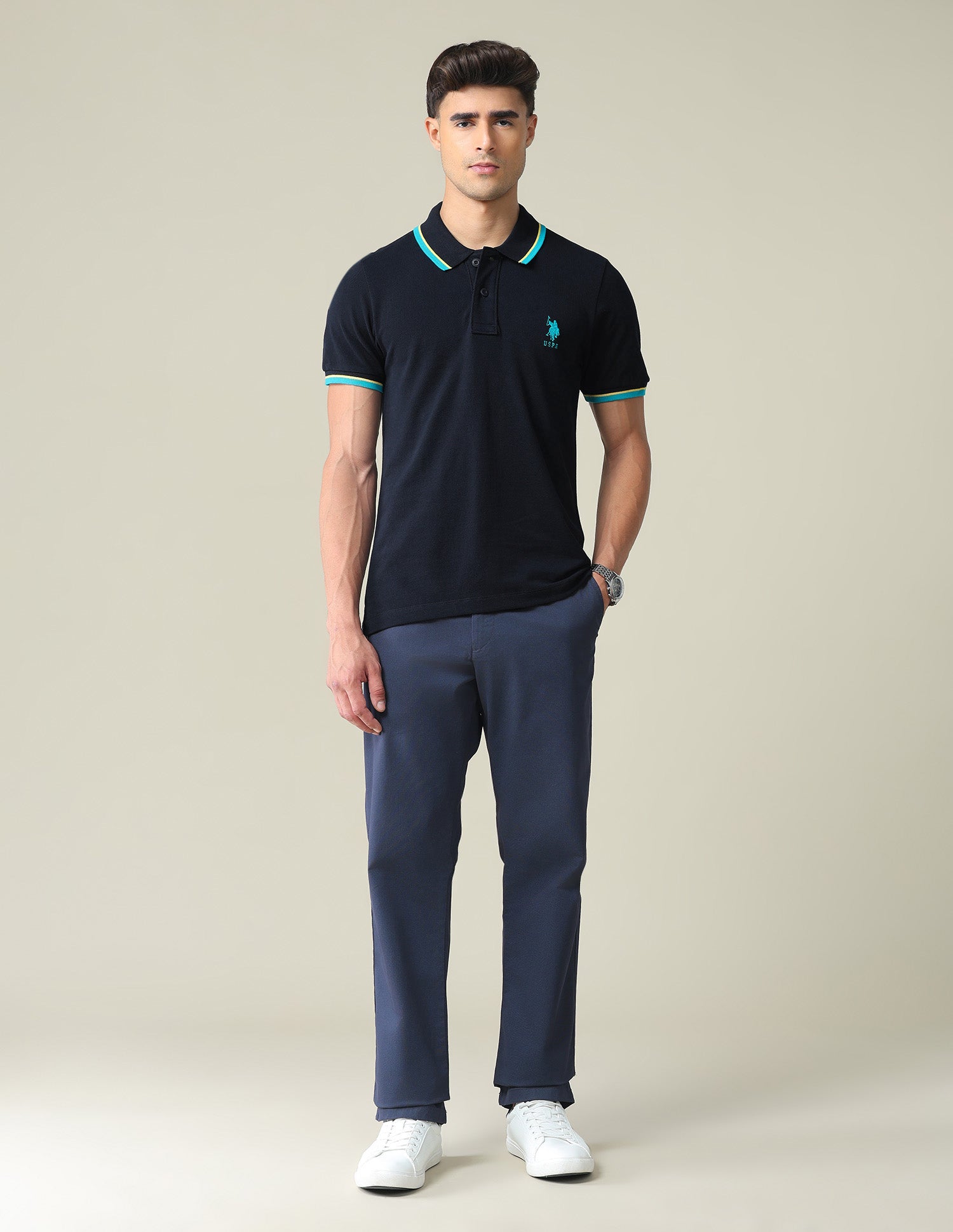 Slim Fit Cotton Polo Shirt Navy - U.S. POLO ASSN. | Large
