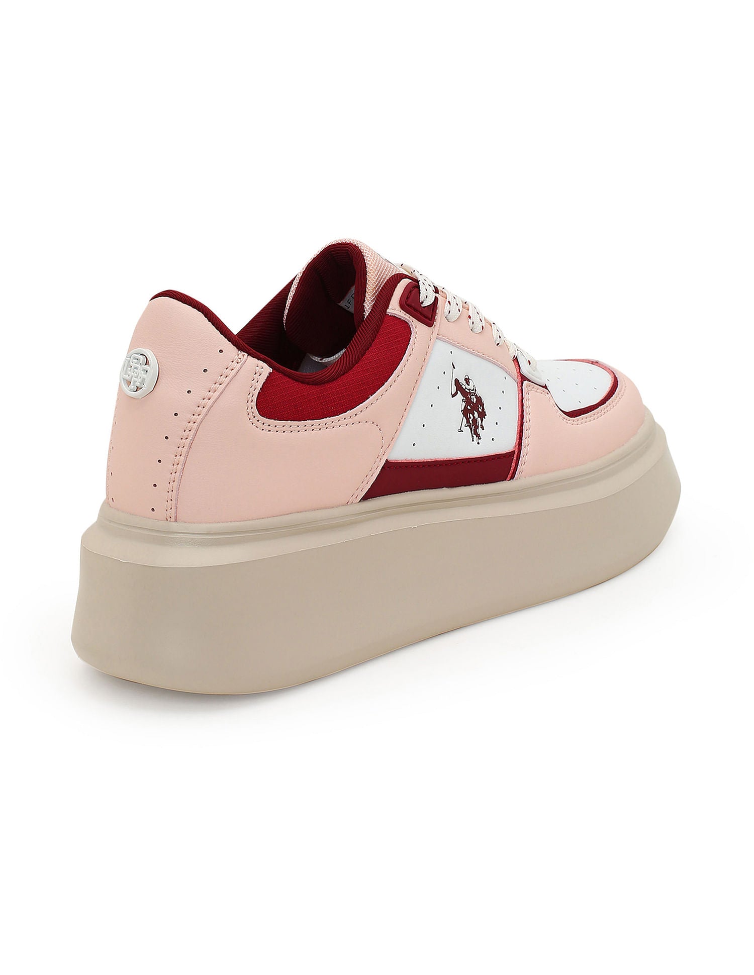 Women Round Toe Colour Block Kai Sneakers Pink - U.S. Polo Assn. India | Large
