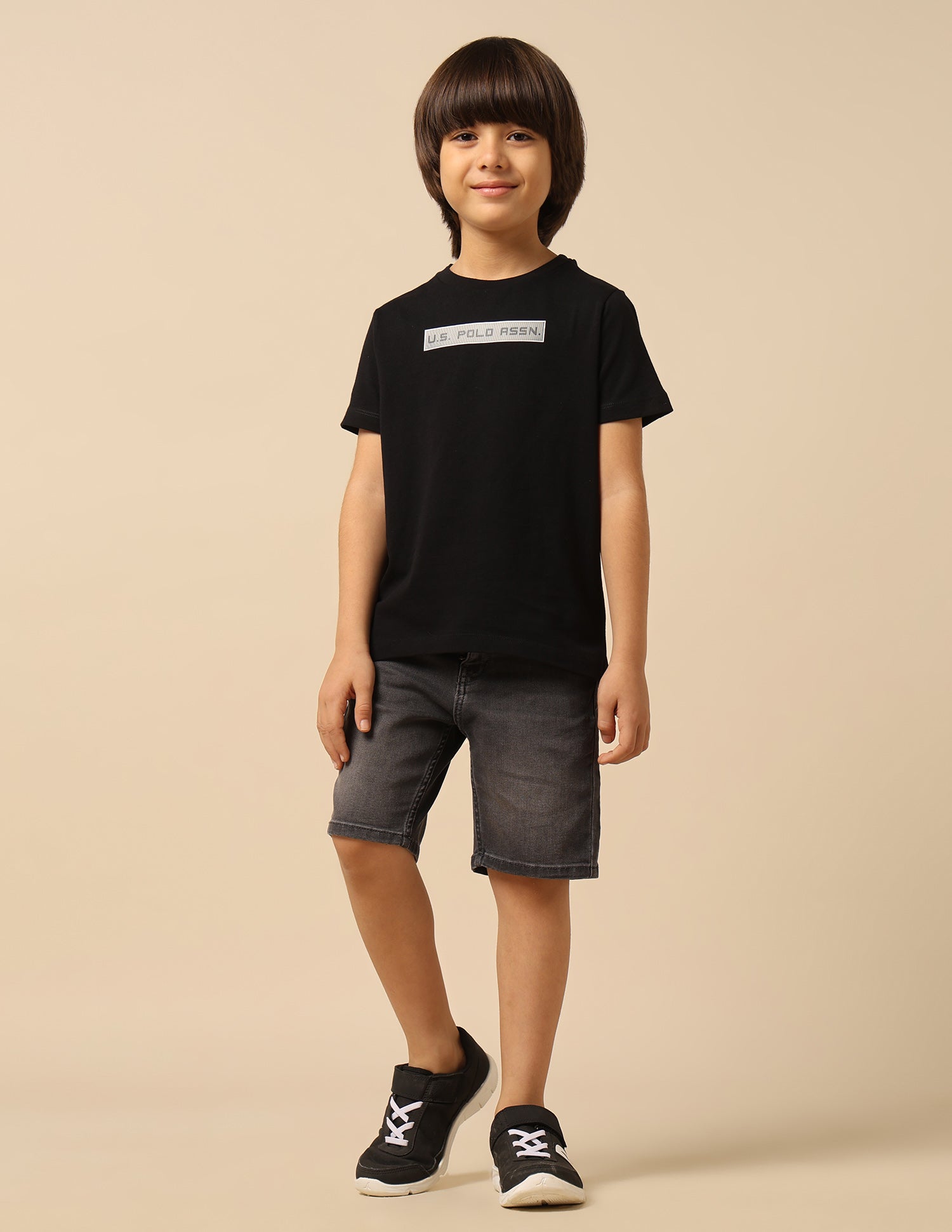 Boys Solid Regular Fit T-Shirt Black - U.S. POLO ASSN. | Large