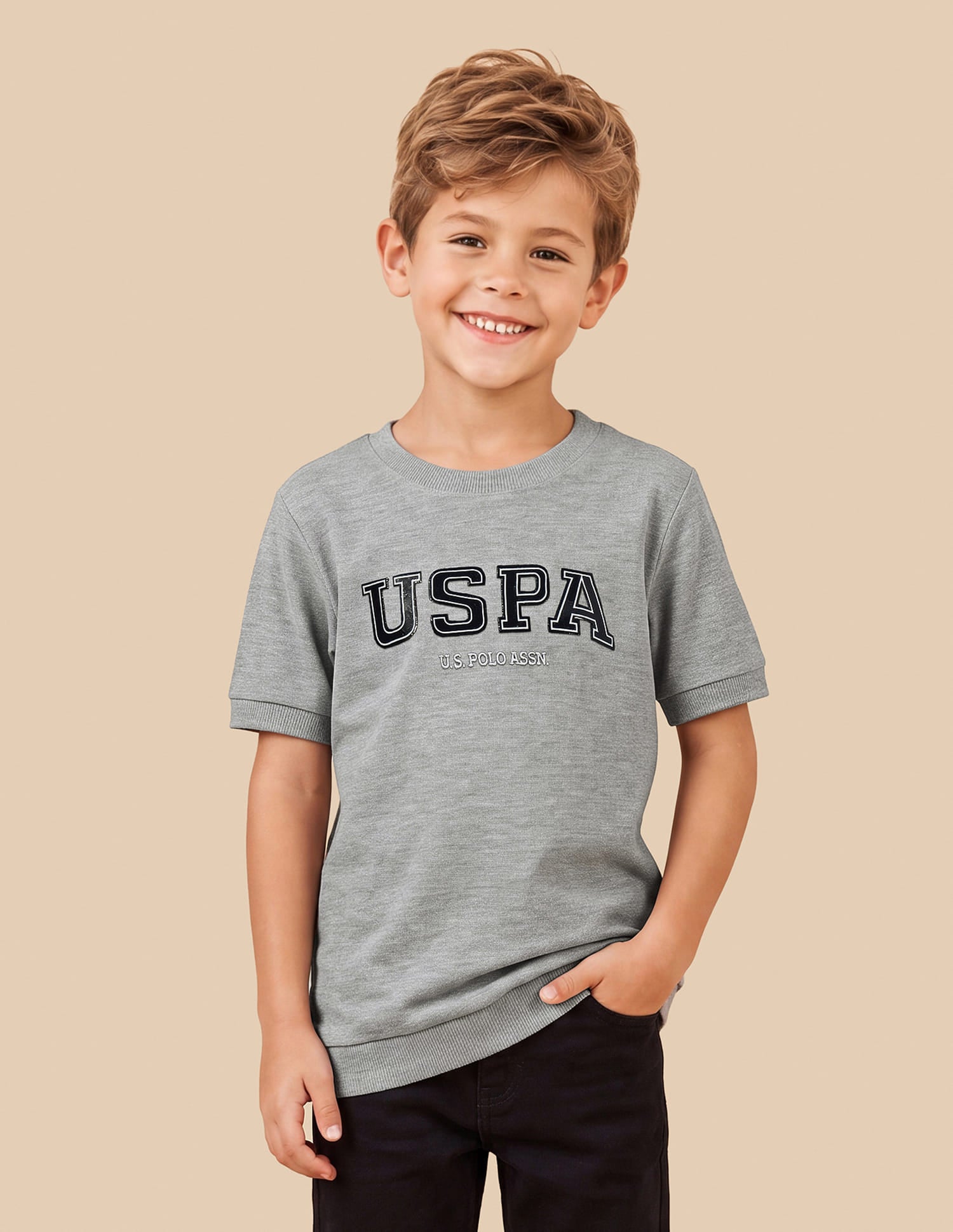 Brand Printed Regular Fit T-Shirt Grey - U.S. Polo Assn. India | Large