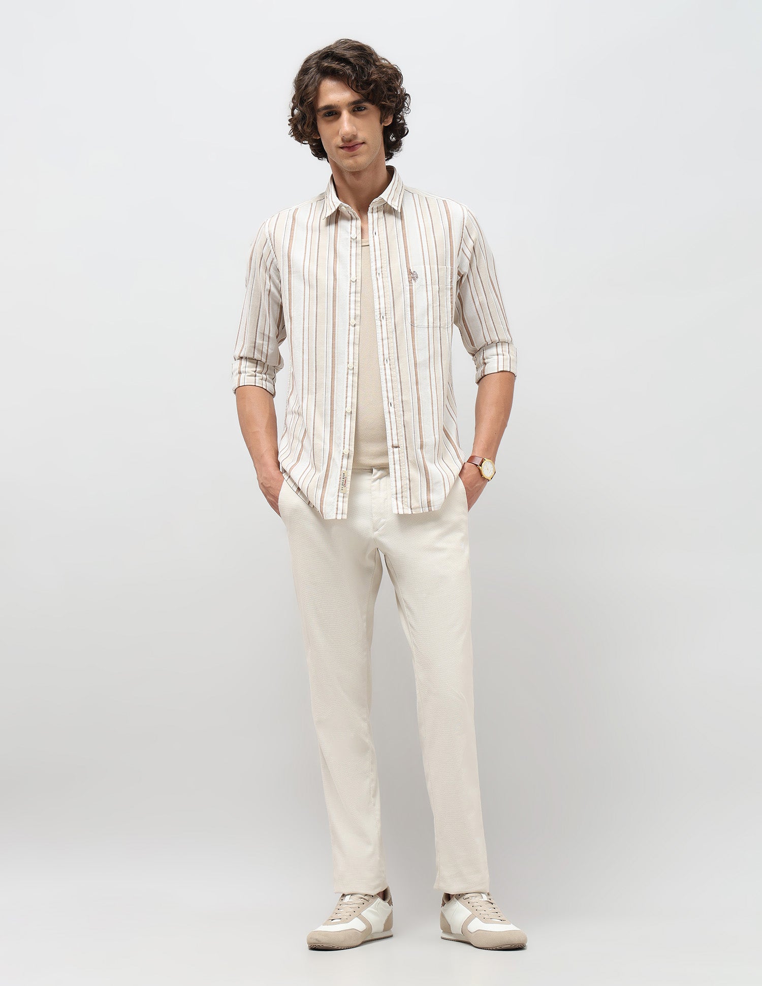 Pure Cotton Slim Fit Shirt Khaki - U.S. POLO ASSN. | Large