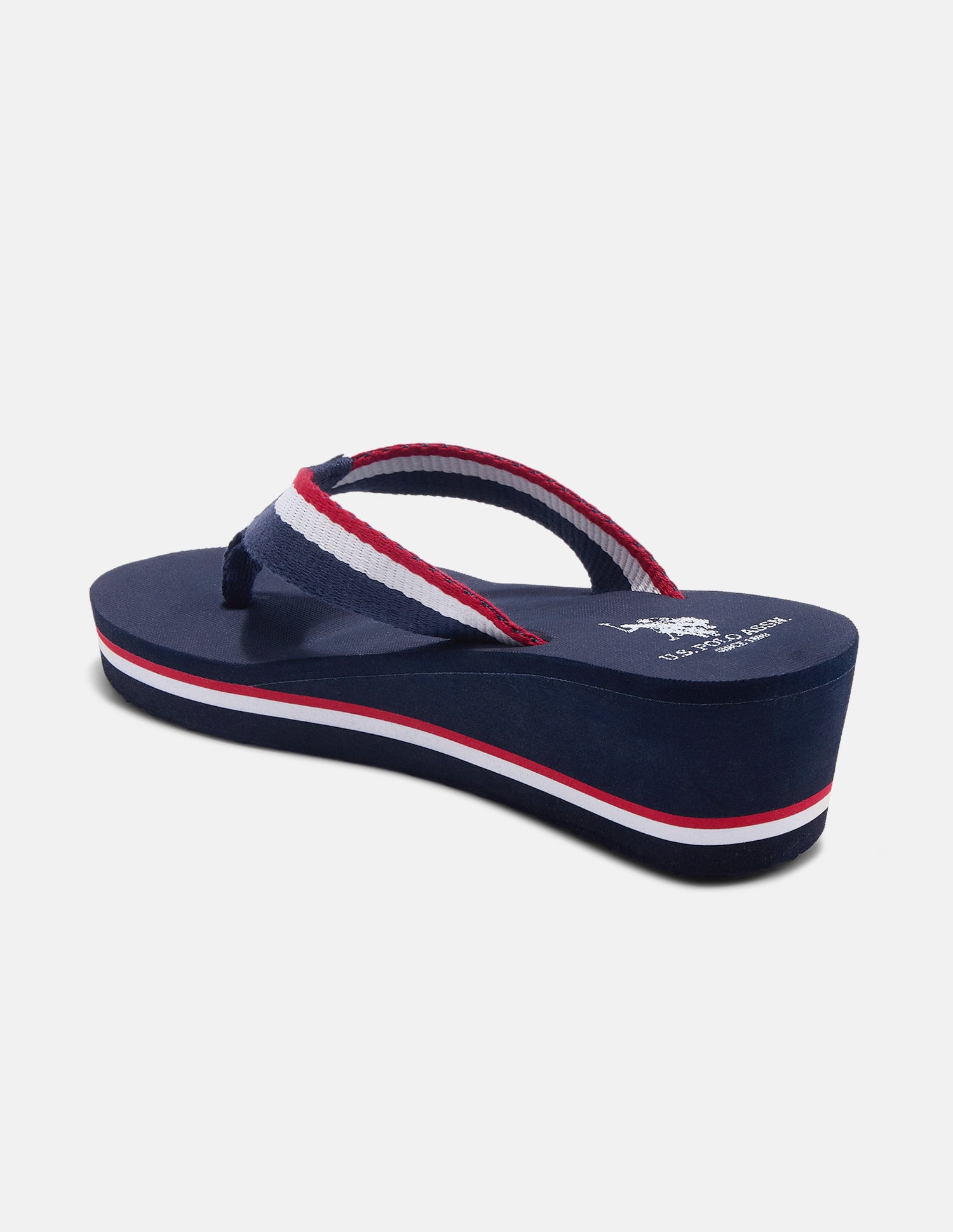Saray Striped Flip Flop Wedge Sandals Navy - U.S. Polo Assn. India | Large