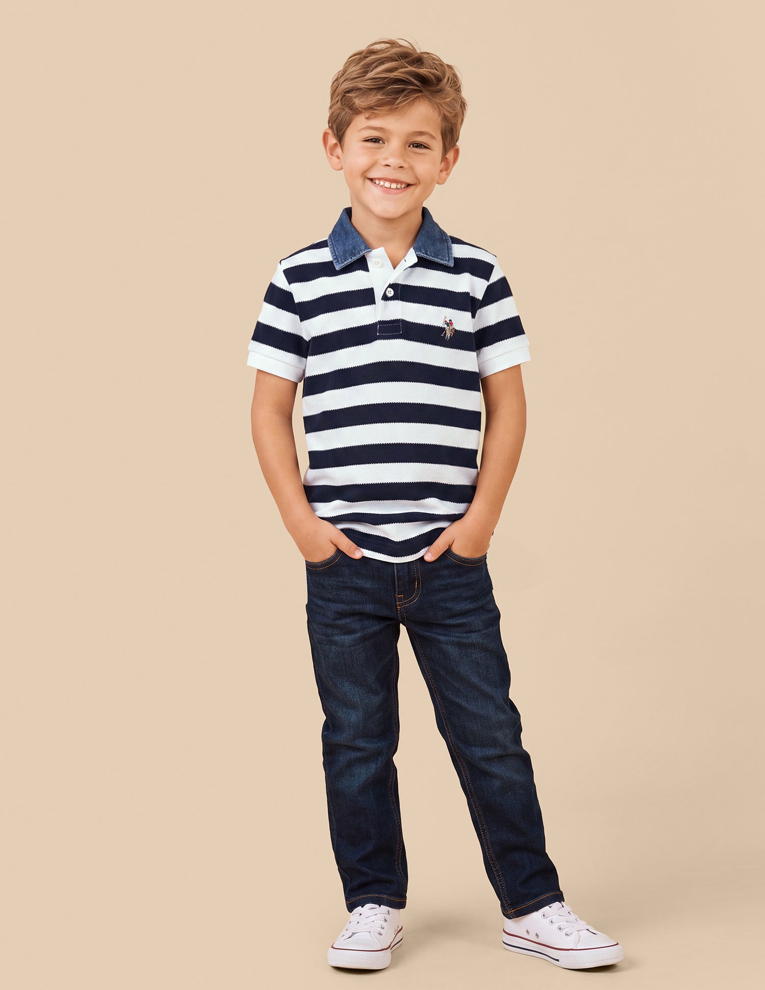 Horizontal Striped Regular Fit Polo Shirt Navy - U.S. Polo Assn. India | Large
