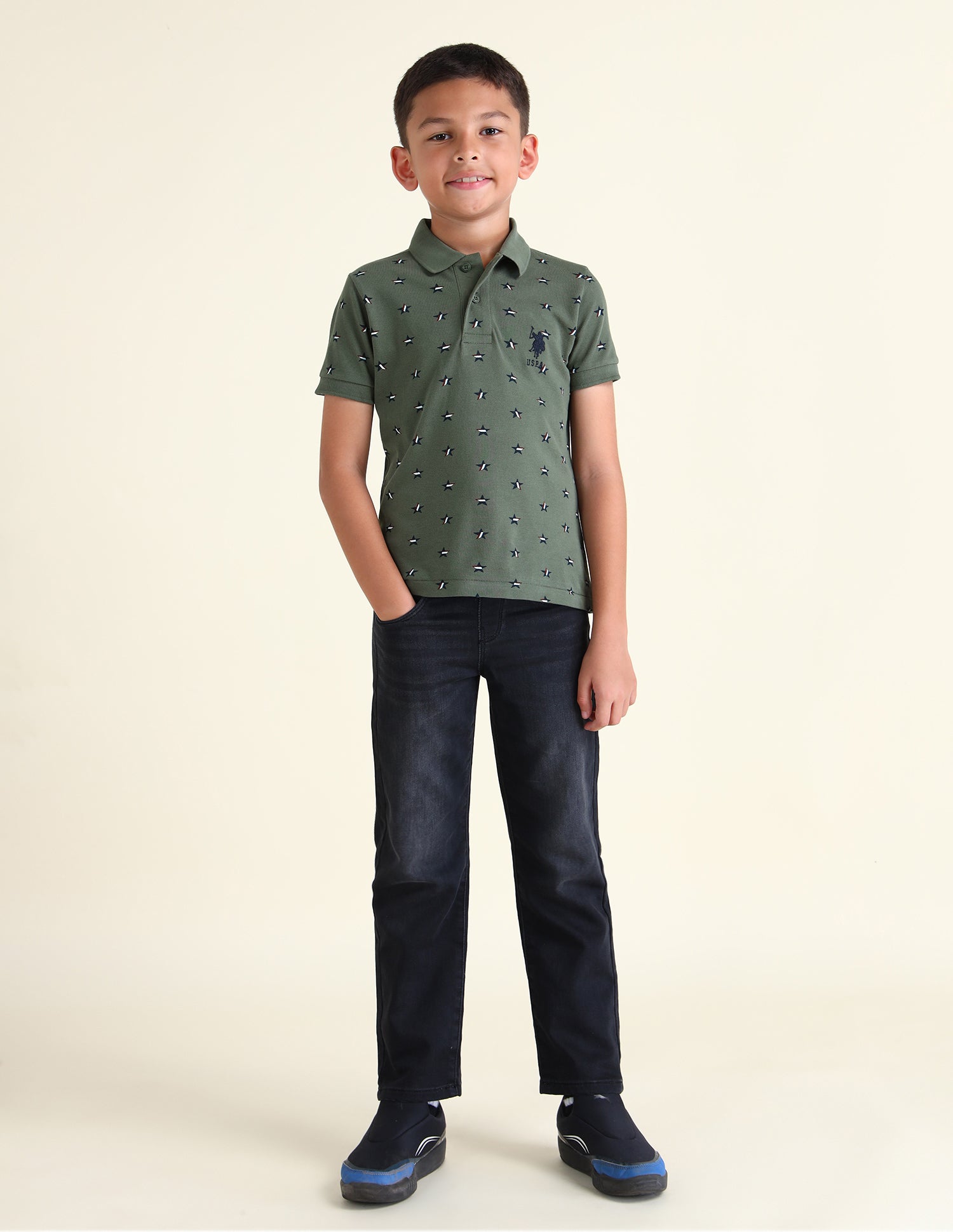 Boys All-Over Regular Fit Polo Shirts Olive - U.S. POLO ASSN. | Large