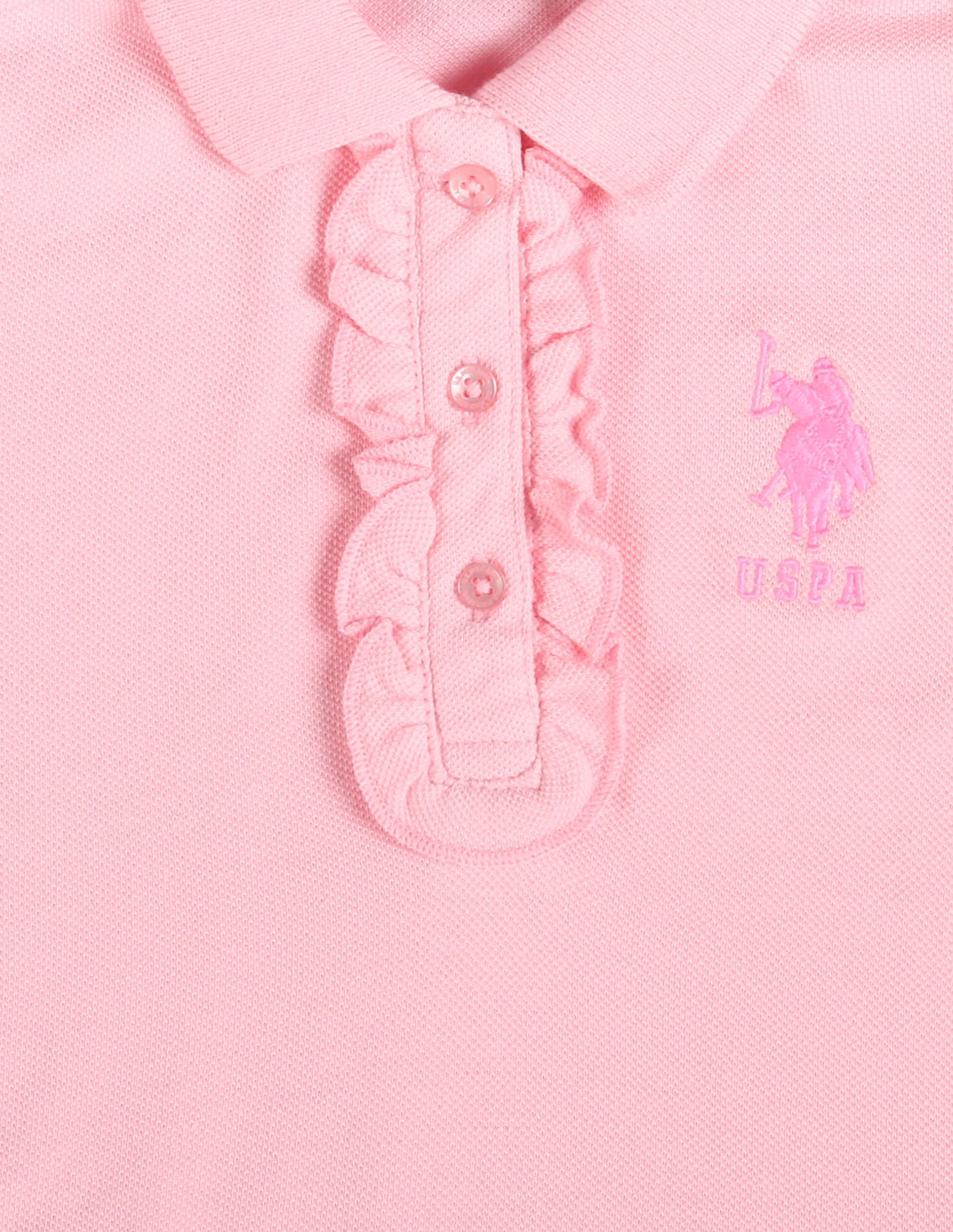 Girls Ruffled Placket Polo Shirt Light Pink - U.S. POLO ASSN. | Large