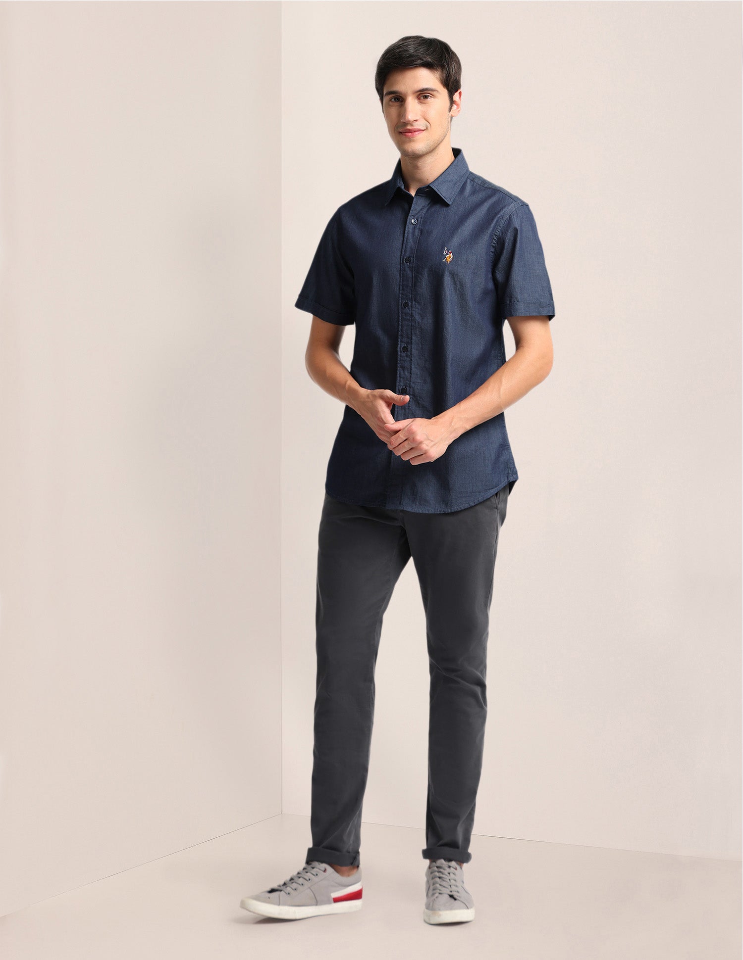 Tailored Fit Chambray Shirt Indigo - U.S. POLO ASSN. | Large