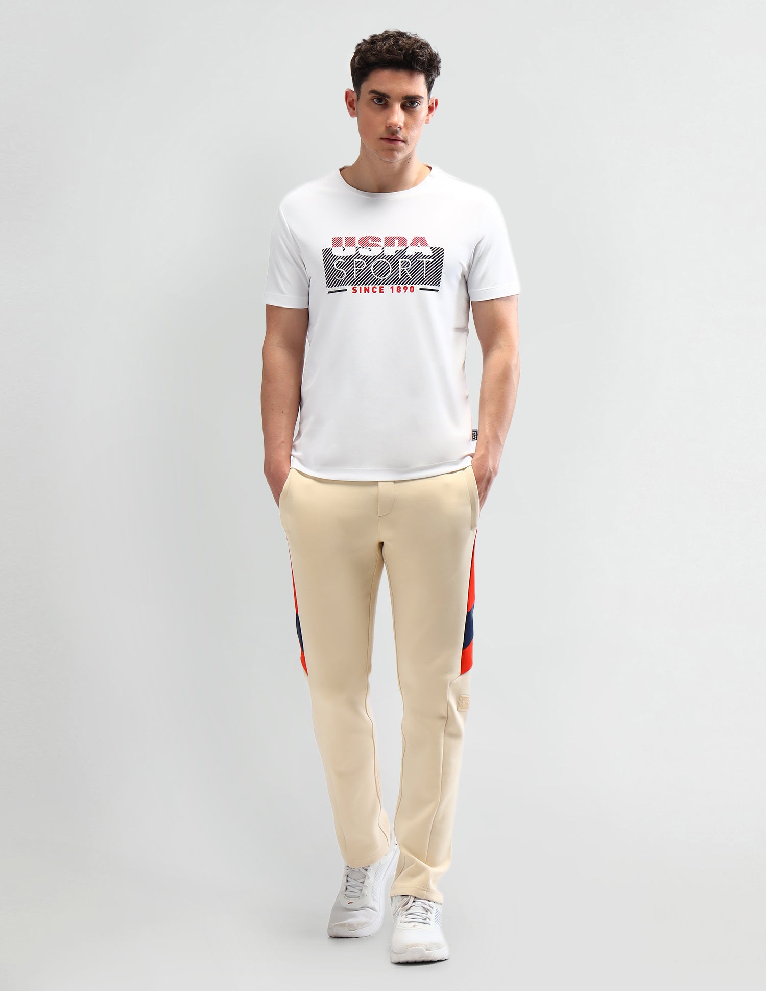 Brand Printed Slim Fit T-Shirt White - U.S. Polo Assn. India | Large