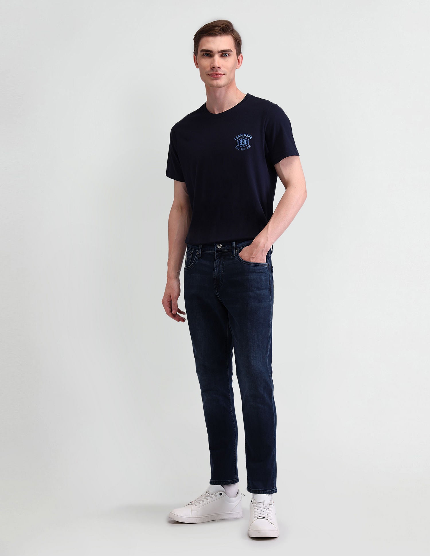 Henry Tapered Cropped Blue Jeans Blue - U.S. Polo Assn. India | Large