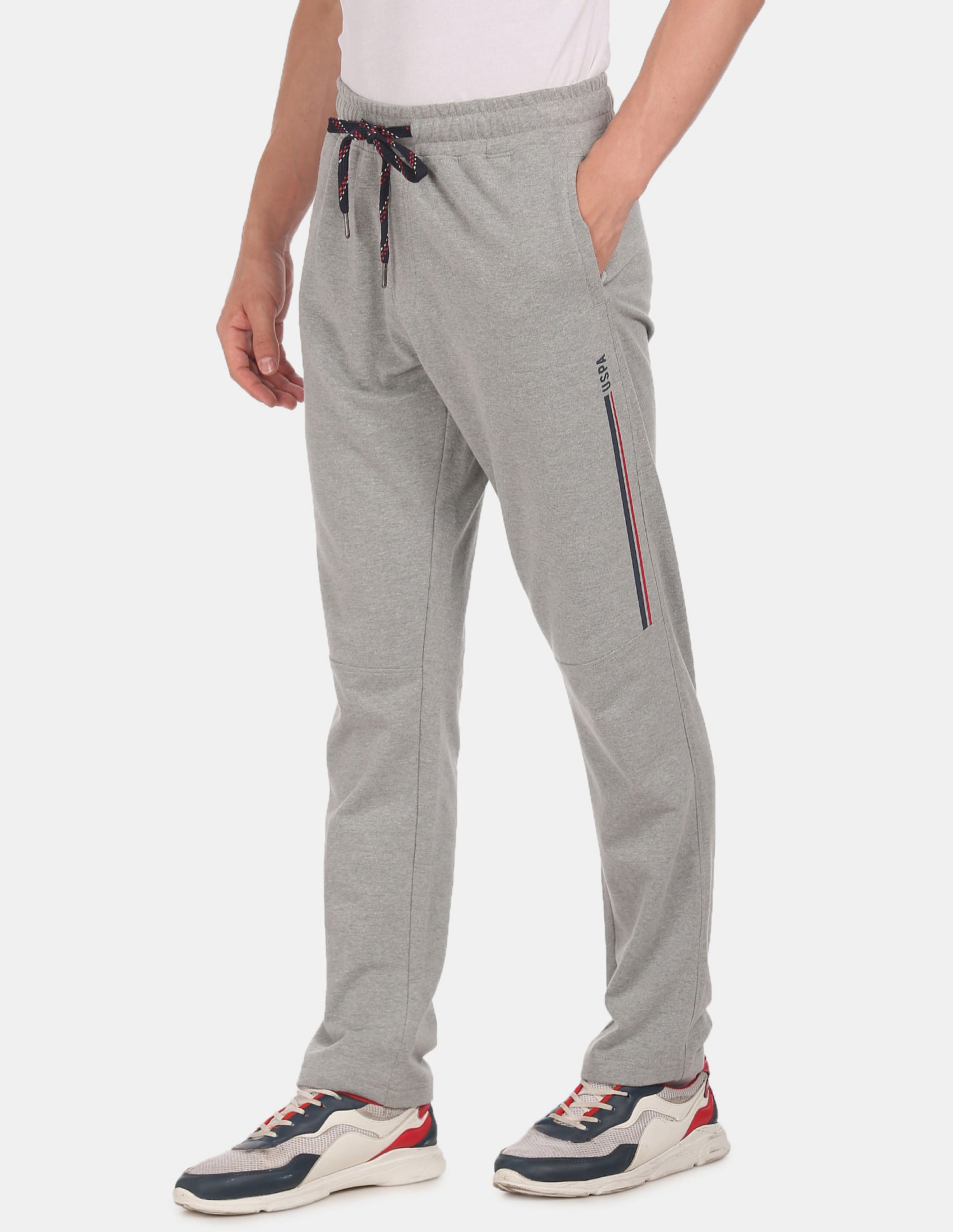 Comfort Fit Solid Cotton Polyester I673 Lounge Track Pants - Pack Of 1 Grey - U.S. POLO ASSN. | Large