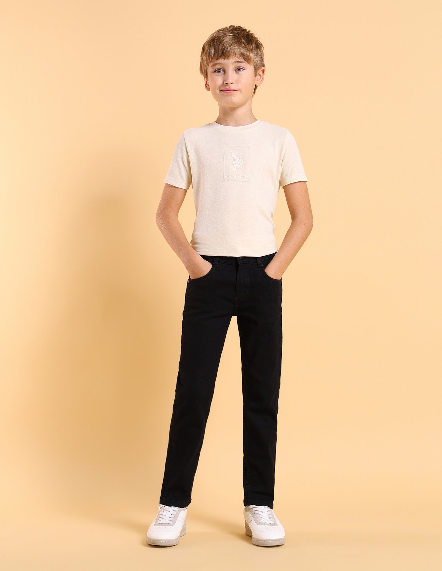 Boys Slim Fit Mid Rise Jeans Black - U.S. POLO ASSN. | Large