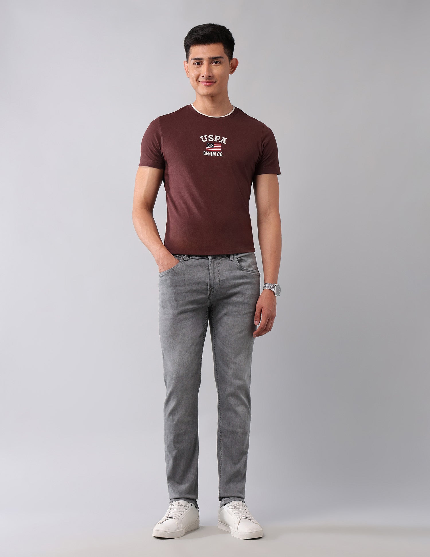 Brandon Slim Tapered Fit Grey Jeans Grey - U.S. Polo Assn. India | Large