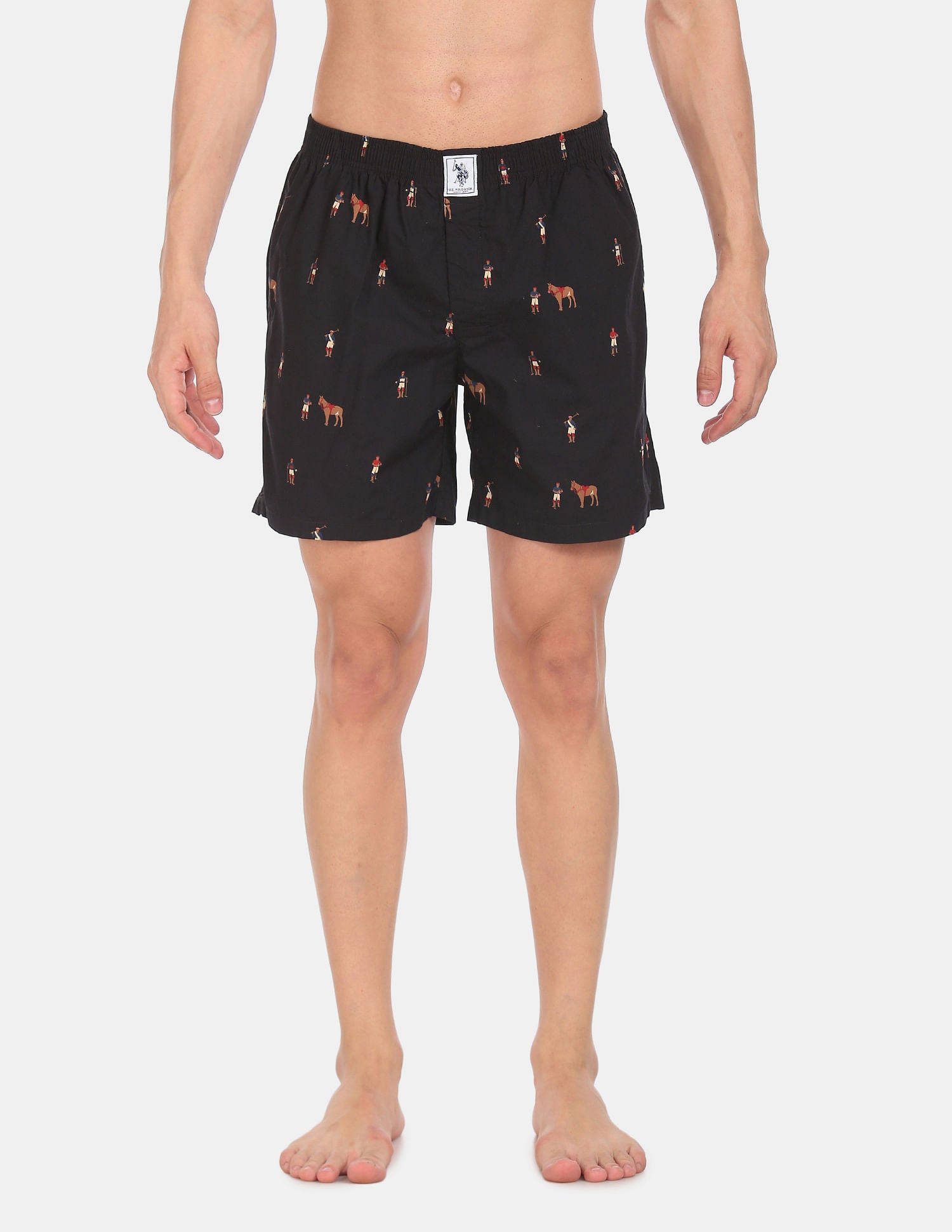 Signature Logo Pure Cotton I108 Boxers - Pack Of 1 Black - U.S. POLO ASSN. | Large