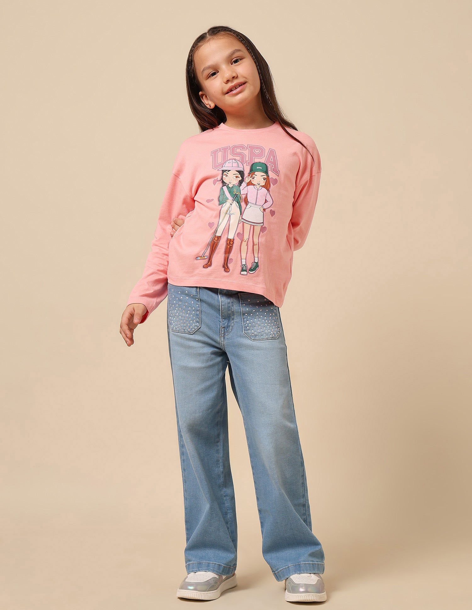 Girls Graphic Brand Printed Top Pink - U.S. POLO ASSN. | Large