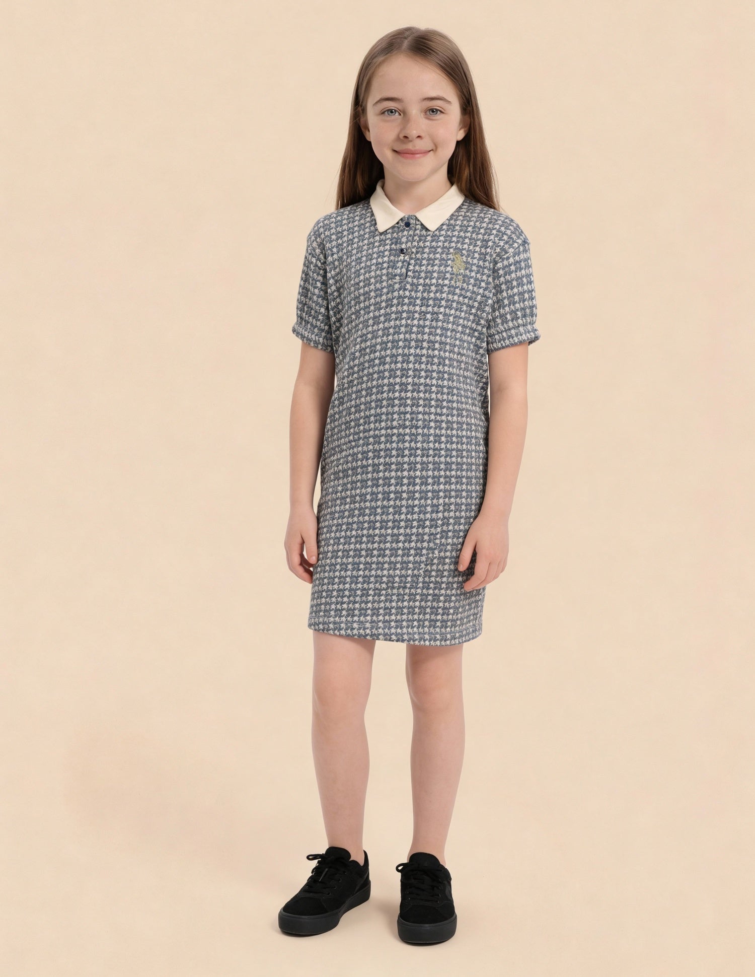 Girls Patterned Knit T-Shirt Dress Navy - U.S. Polo Assn. India | Large