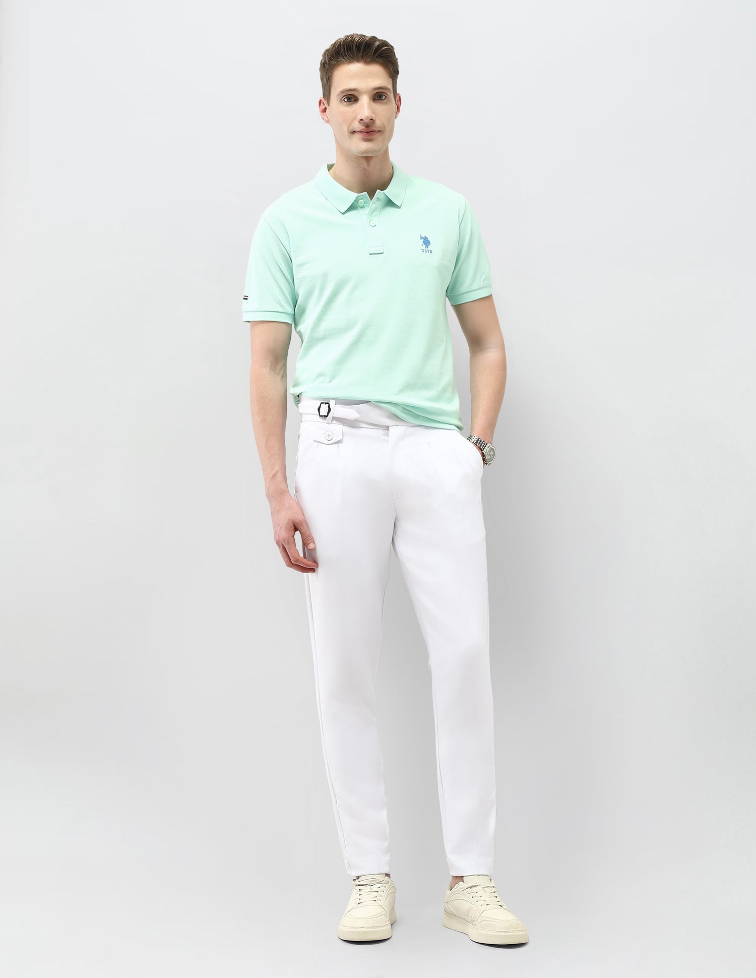 Solid Slim Fit Polo Shirt Aqua - U.S. Polo Assn. India | Large
